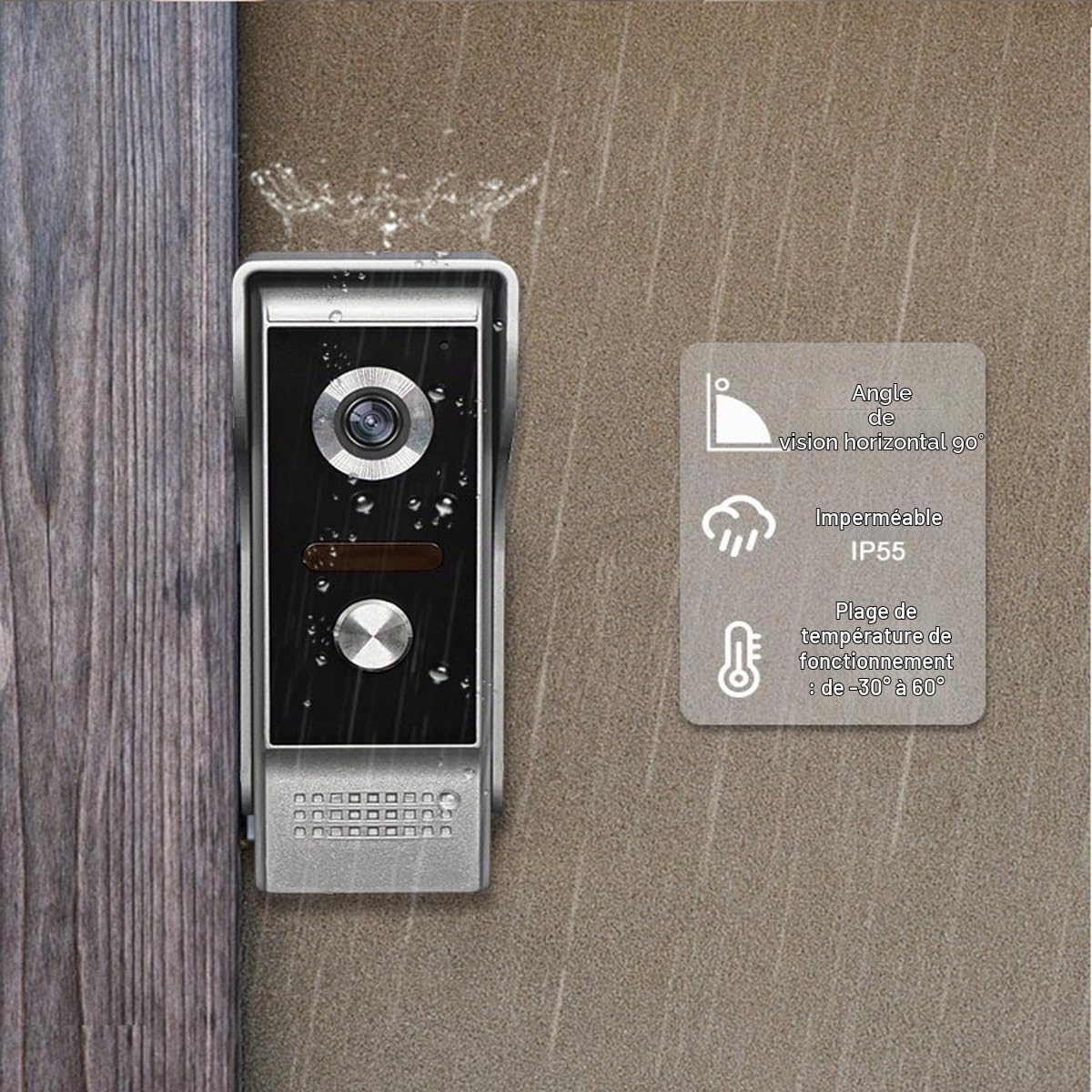 Interphone Vidéo Filaire, Visiophone Connecté 4 Fils avec Écran LCD TFT 7" Caméra de Vision Nocturne étanche Déverrouillage Surveillance Portier Vidéo Audio Bidirectionnel (1 Camera 1 Monitor)