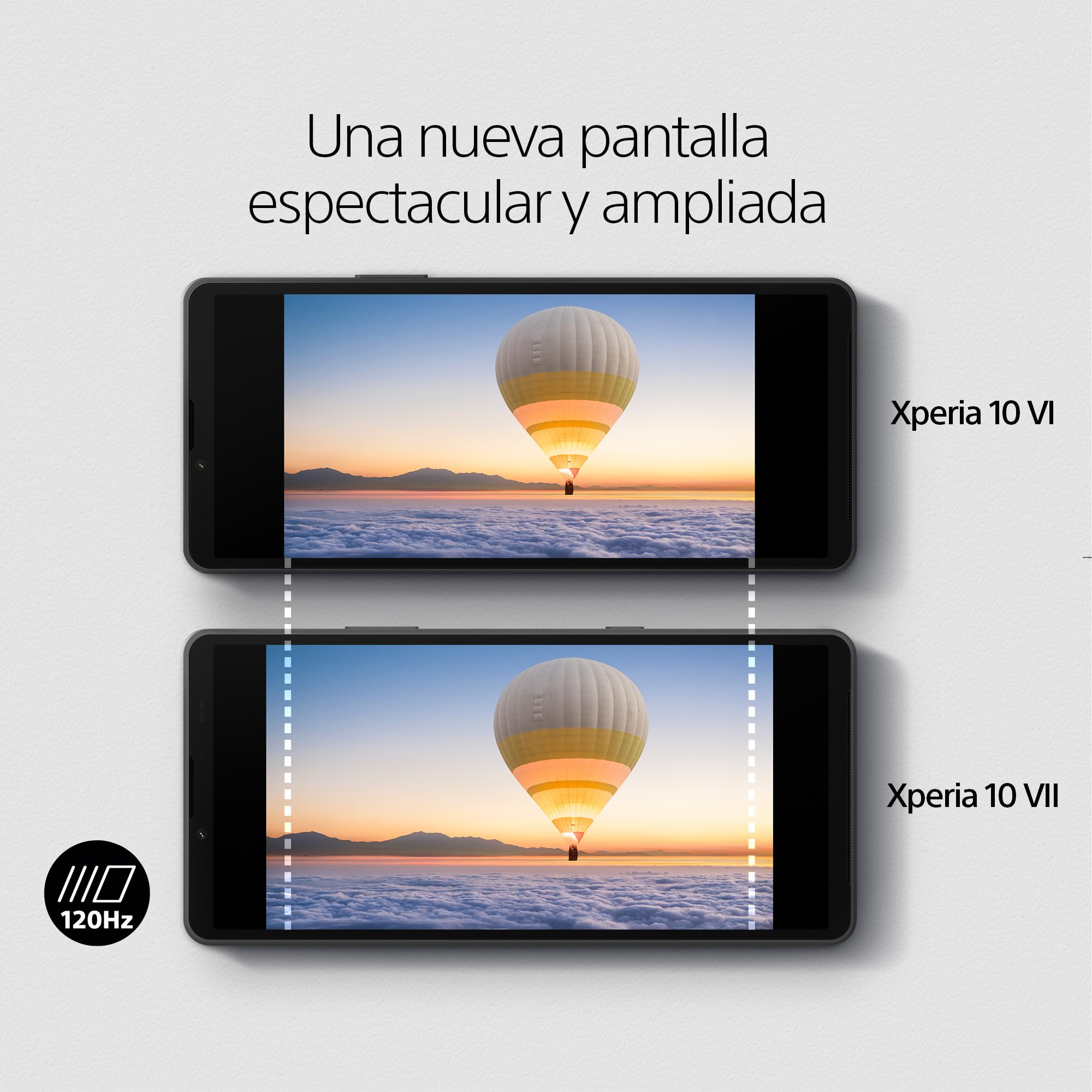 Sony Xperia 10 VII: OLED de 6,1" y 19,5:9 con 120 Hz, batería de 5000 mAh, Objetivo Ultra Gran Angular de 16 mm, Audio de 3,5 mm, Android 15, IP65/68, Doble SIM híbrida, Negro Carbón