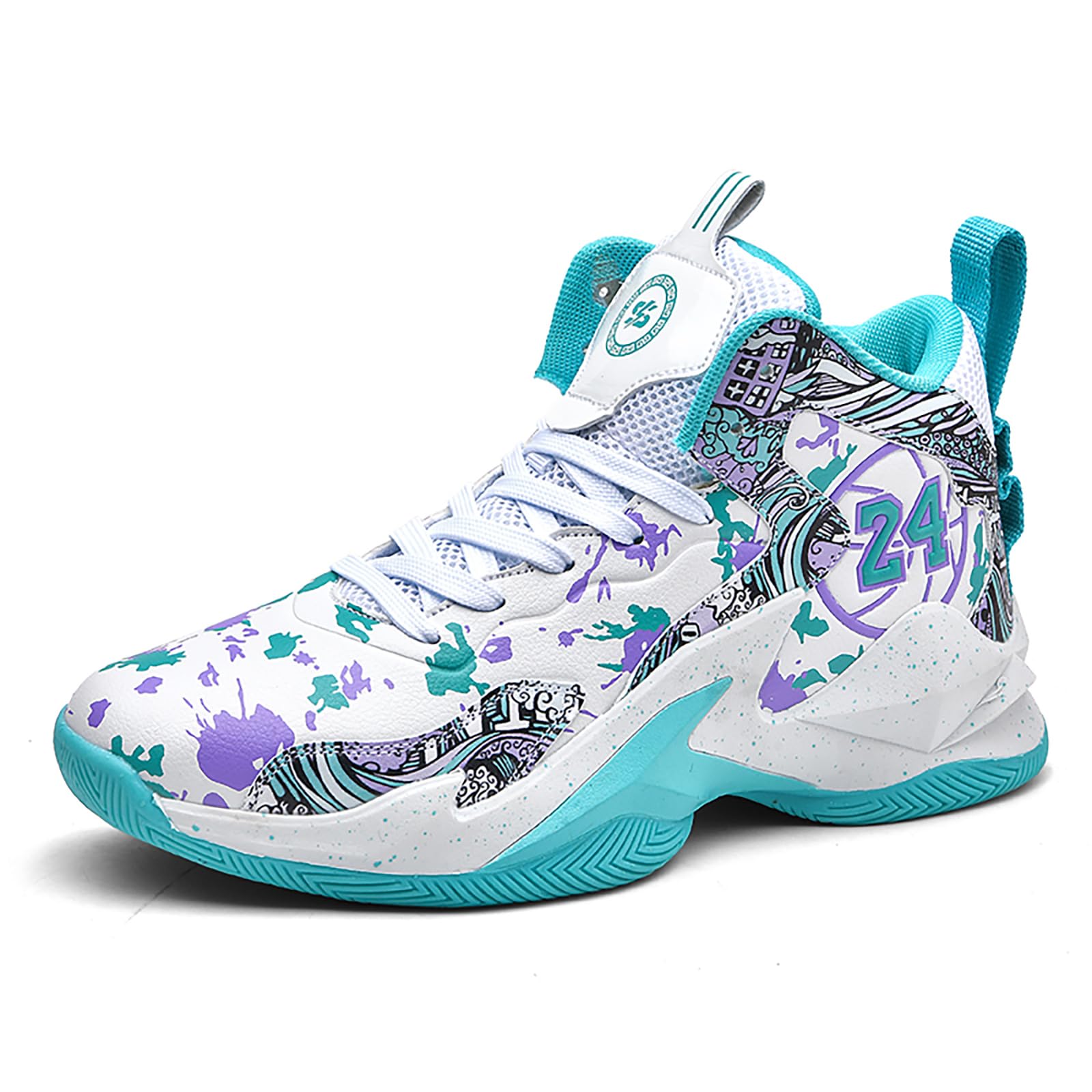 Herren Basketballschuhe leichte atmungsaktive High Top Turnschuhe Damen Laufen Anti-Rutsch Mode Graffiti Training Schuhe