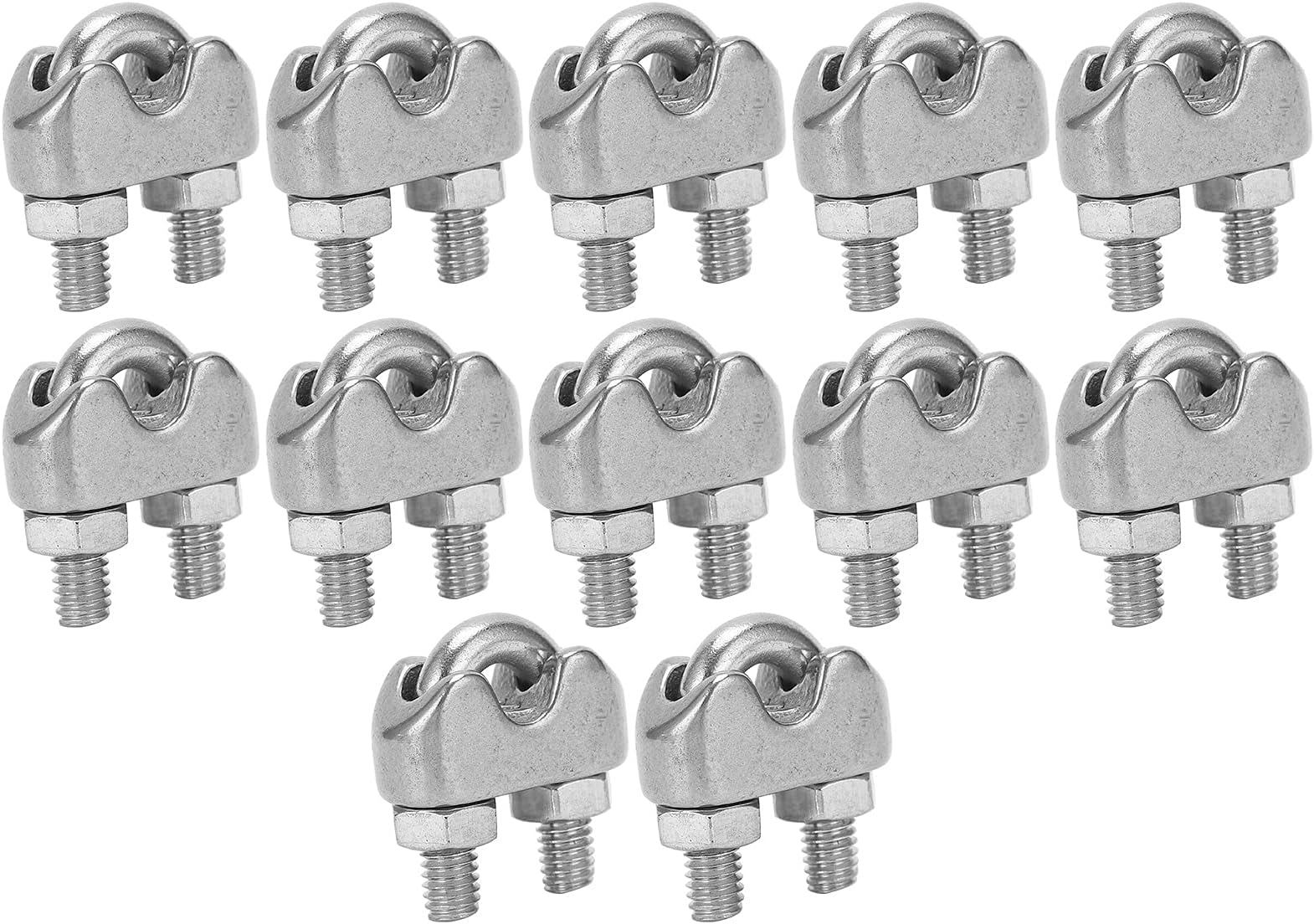 Shanrya Wire Rope Cable Clip Clamp, U Bolt Saddle Fastener Wire Rope Cable 12PCS 1/8 Inch Wire Rope Clamps for Fixing Patio Furniture for Awnings