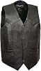 BOS13513 Men's Black Leather Classic Style Western Motorcycle Rider Vest - 46
