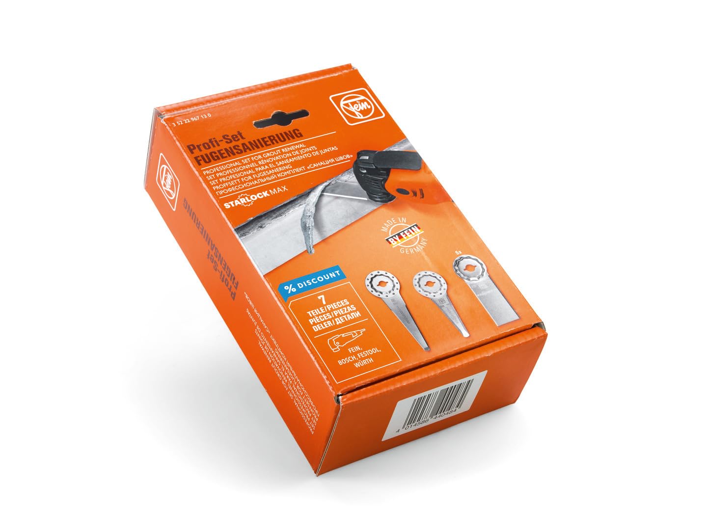 FEIN Set RISANAMENTO GIUNTI | Set Professionale di 7 Coltelli per Risanamento Fughe Dilatazioni Profonde fino a 90 mm, Adatti agli utensili multifunzione FEIN con attacco StarlockMax, 100% Qualità