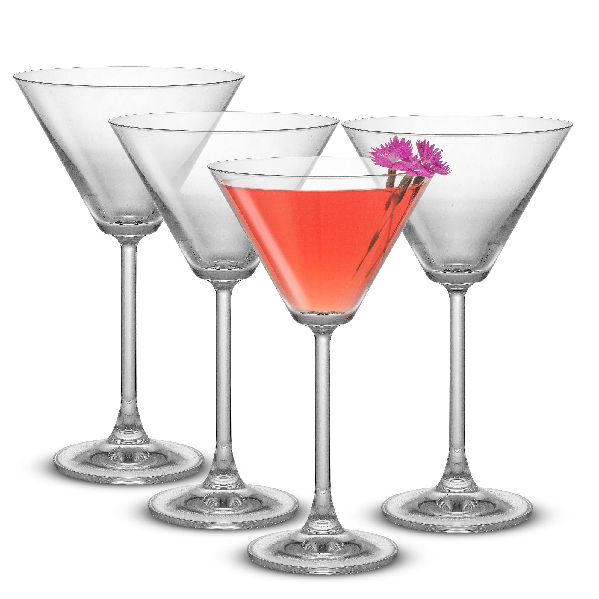 JoyJolt Olivia Martini Glasses Set of 4, 9.4 oz Crystal Cocktail Glasses for Espresso Martini, Margarita, Cosmopolitan, Manhattan, Timeless Stemmed Cocktail Glasses