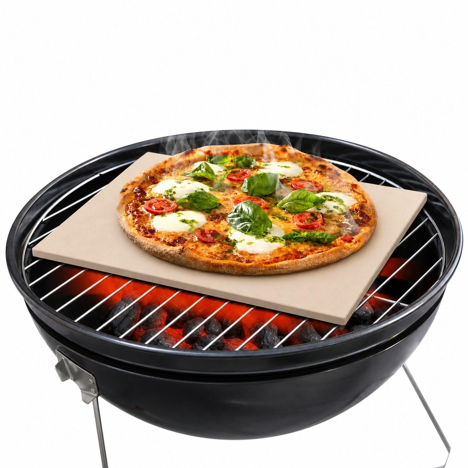 Rechteckiger Cordierit-Pizzastein mit PP-Schaber für Ofen, Brotbacken und Grill