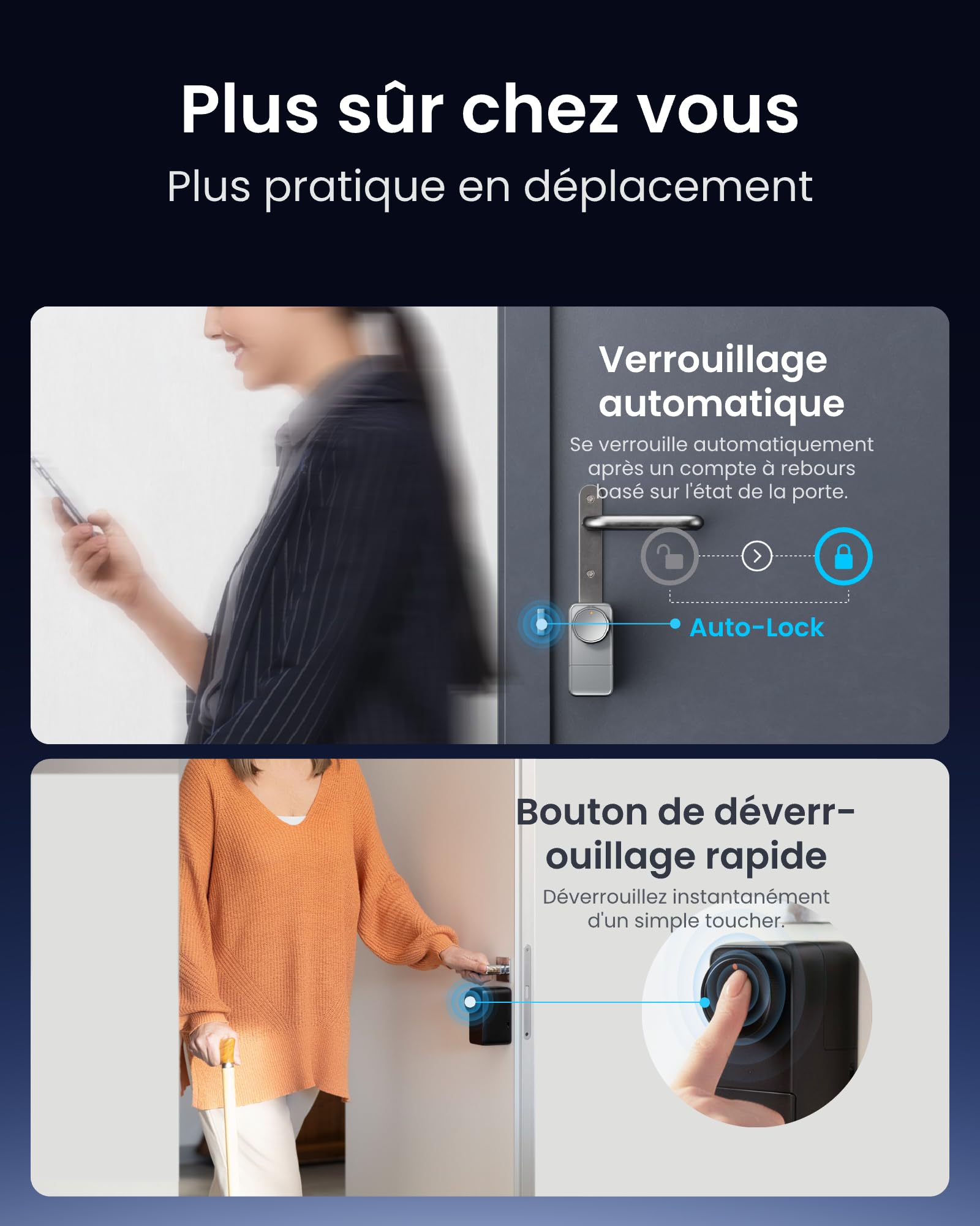 SwitchBot Serrure Connectée WiFi Pro avec Batterie Rechargeable, Matter Over WiFi, Serrure Électronique, Installation Rapide sur Verrou Existants, Compatible Apple Home, Alexa, Google Home, IFTTT