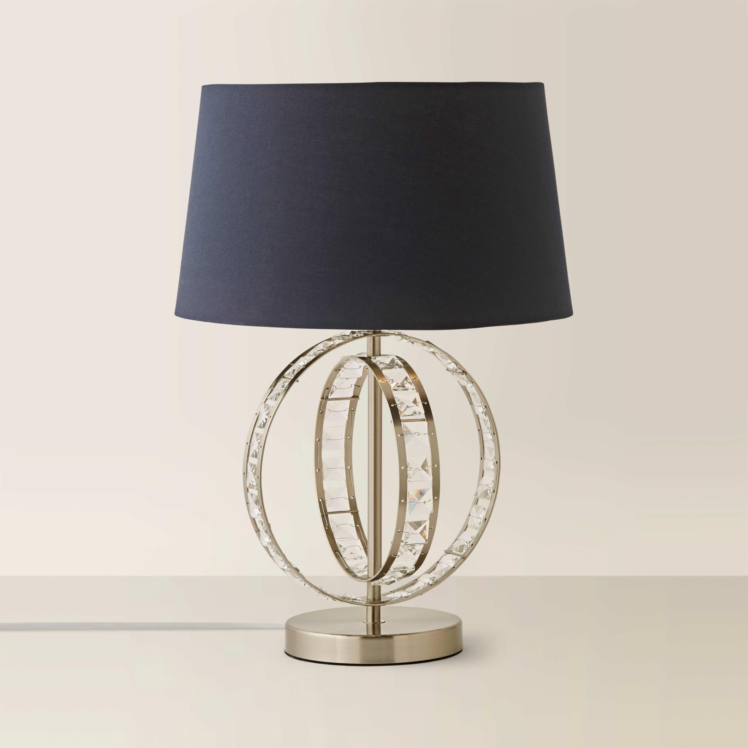Minisun Navy Blue | Modern Chrome Acrylic Jewel Table Lamp With A Tapered Light Shade | Home Décor, Bedside & Desk Lamp
