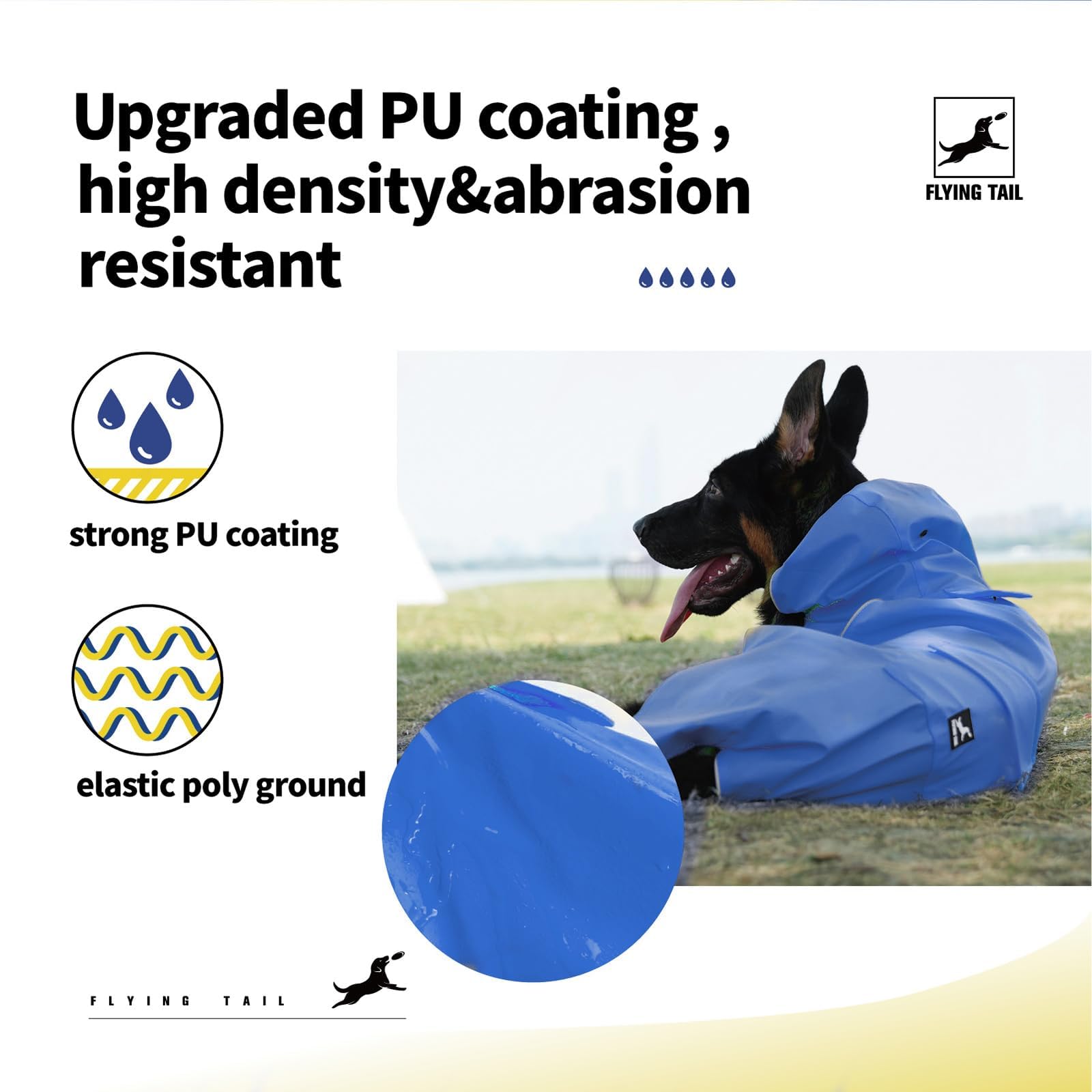 FLYING TAIL Not Stiffen,Super Soft Hand Feel Dog Raincoat, Reflective, Adjustable, Easy Wear - Image 4