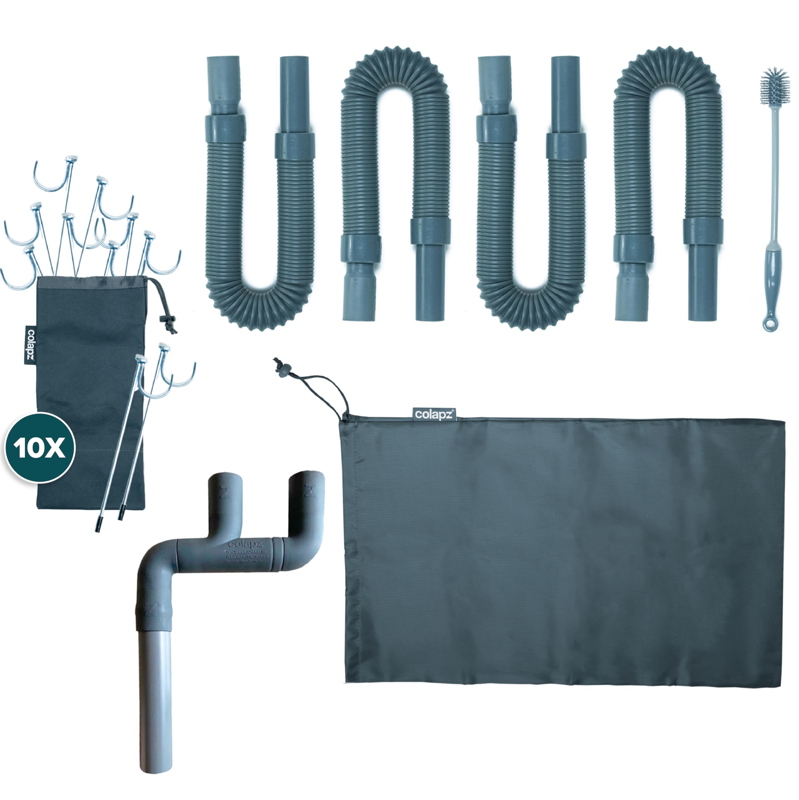 Colapz Caravan Bundle - Waste Pipe Kit 4m with Adapter & 10 Rock Pegs | Enjoy hassle-free caravan holidays with a complete waste pipe kit that stays neatly in place-image-16