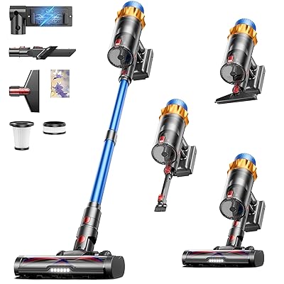 Cordless Vacuum Cleaner, 600W 50KPA 70Mins Vacuum Cleaners for Home, Self-standing Stick Vacuum with Aromatherapy, Anti-Tangle Brush, Wall Mount Charging Vacuum for Hardwood Floor/Carpet/Pet Hair