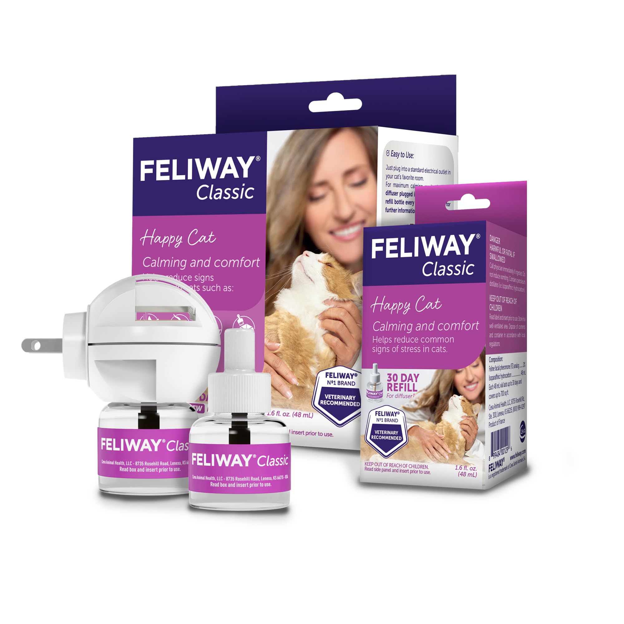 FELIWAY Classic Cat Calming Pheromone Diffuser: 1 Diffuser & 2 Refills (60 Days)