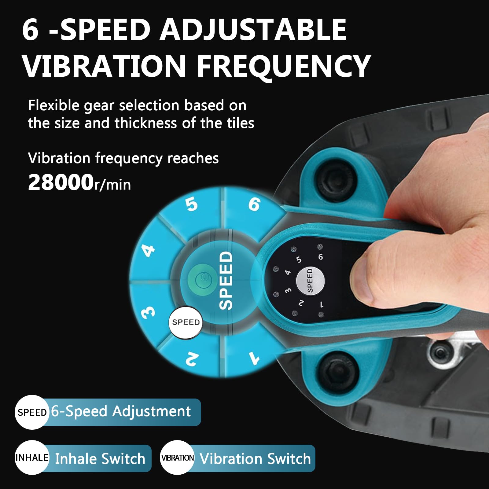 2IN1 Akku Fliesenrüttler & Saugnäpfen kompatibel mit Makita 18 V Akku, Handheld-Automatischer Kippender Vibrator mit 6 Gang Einstellbaren, Hochleistungs Fliesenleger Maschine, 30*16cm, 250kg Tragkraft