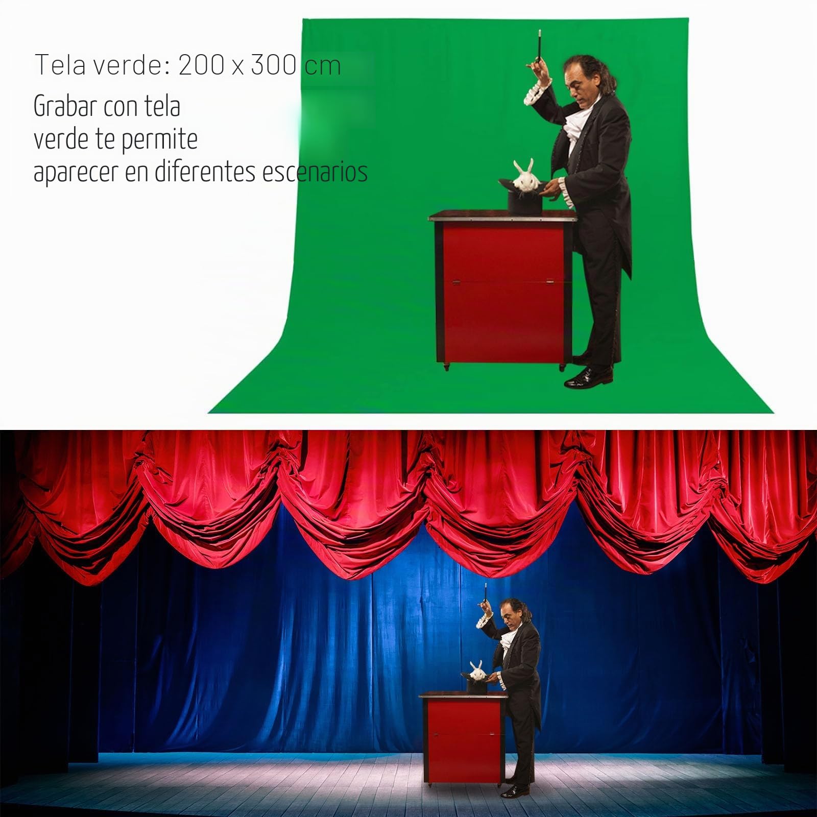 Fondo Verde de Algodón para Estudio Fotográfico - 3m x 2m con Soporte Ajustable y 5 Pinzas - Bolsa de Transporte