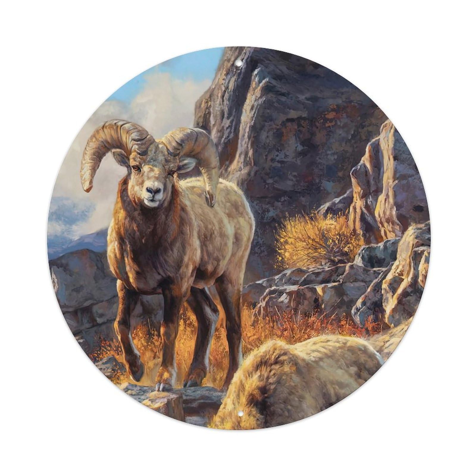 Animal Two Sheep on The Mountain Metal Tin Sign