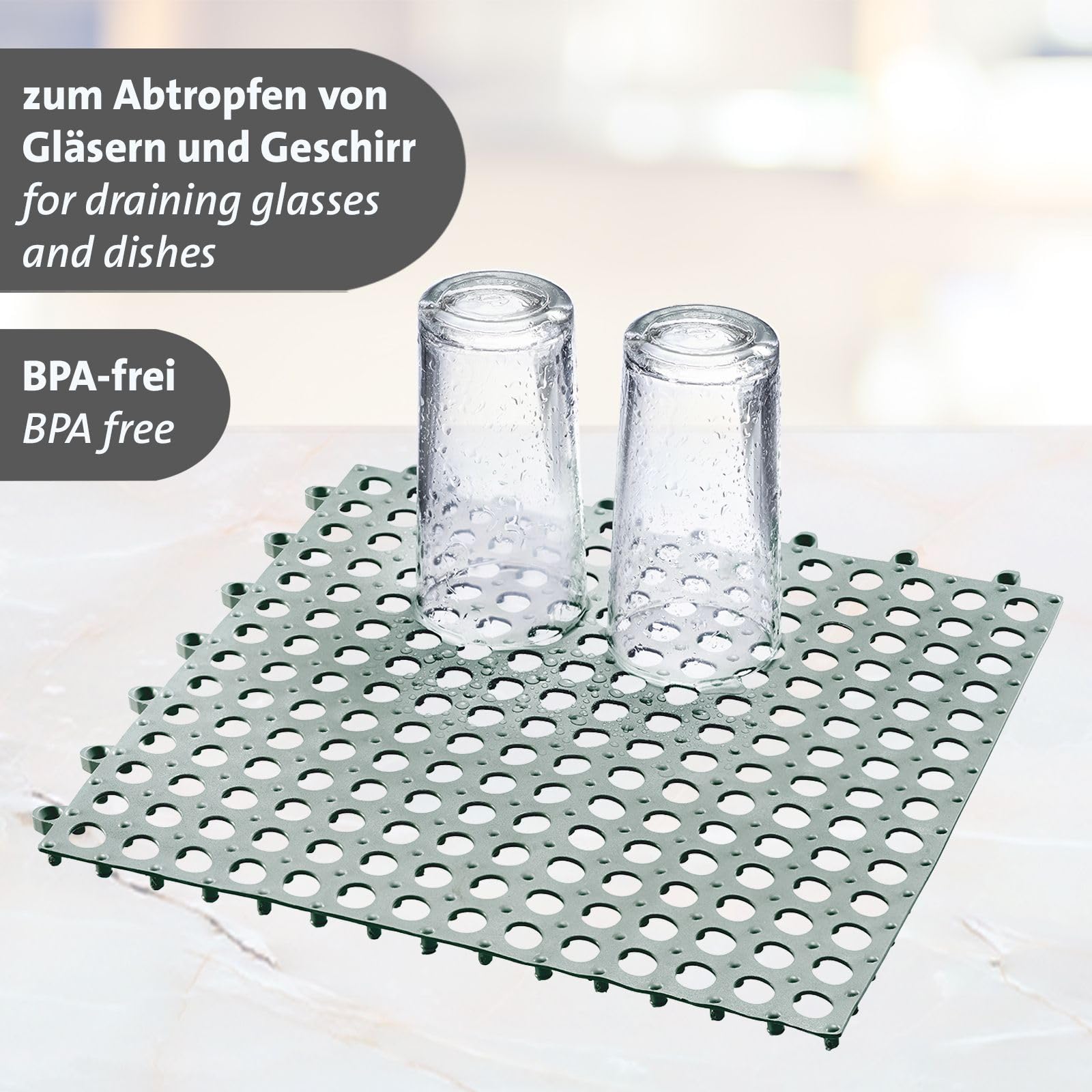 Westmark Tappetini Drenanti Bar – Sottopiatti flessibili per far asciugare piatti, posate, bicchieri in set da 2, tappetini scolapiatti in plastica per il lavandino – 2 pz