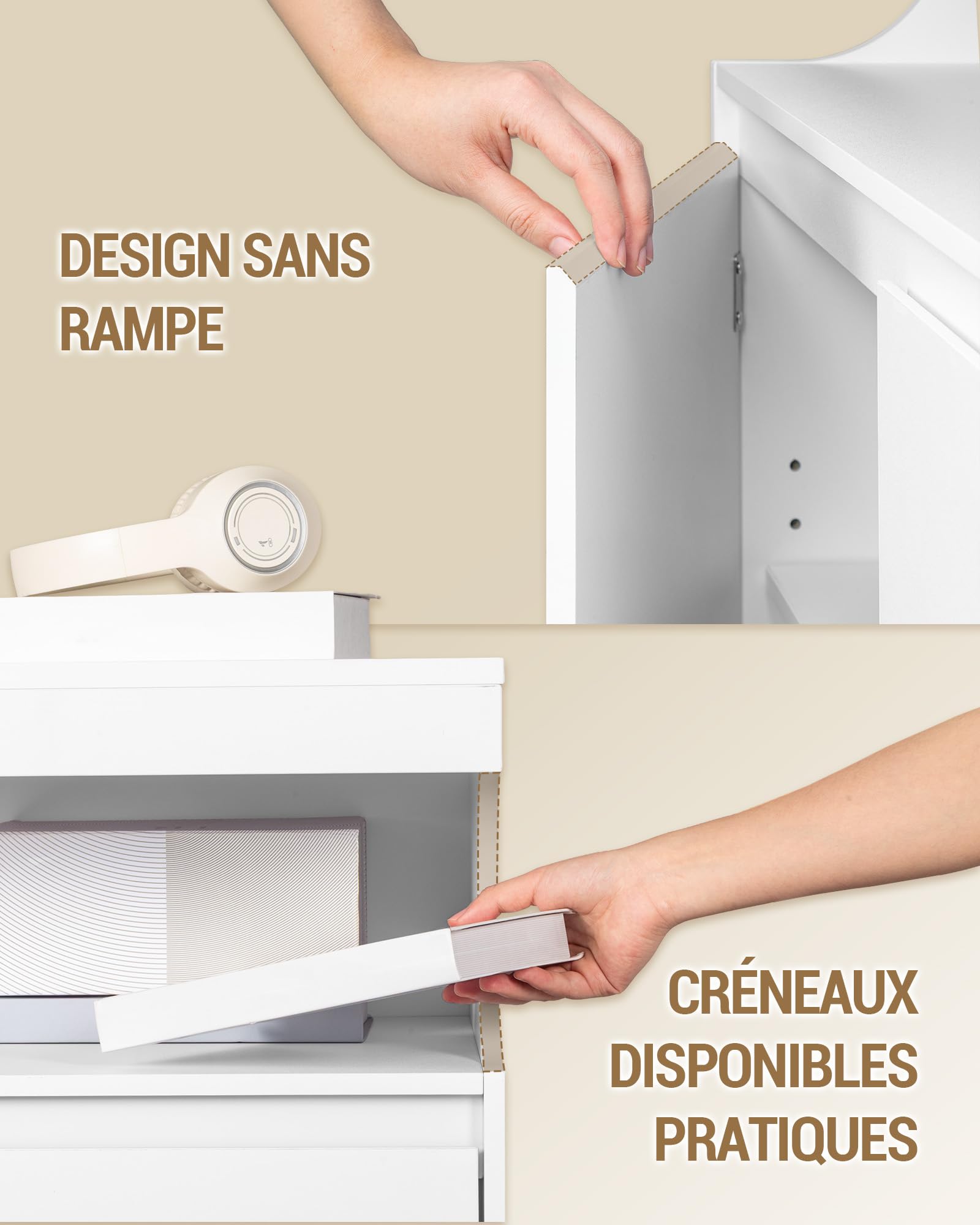 Hzuaneri Meuble Cuisine, Buffet à 2 Portes, Meuble de Rangement avec Espace Ouvert, Commode, Style Moderne, Étagères Réglables, Adapté à la Cuisine ou au Salon, 40 x 80 x 85 cm, Blanc SC80003X | Section de buffet ouverte, étagères réglables, armoire de ra