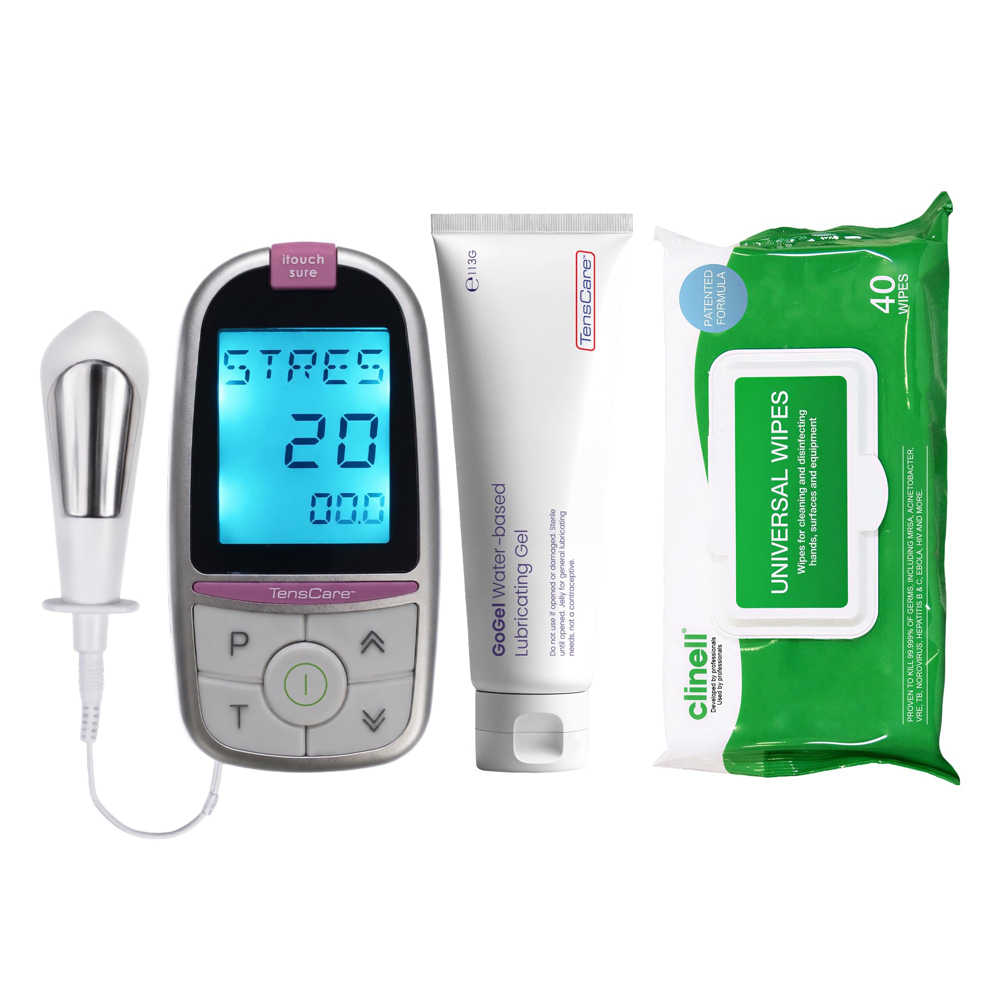 TensCare iTouch Sure – Pelvic Muscle Trainer, Helps Strengthen the Pelvic Floor and Improve Incontinence. With Lubricant Gel to Enhance Stimulation and Probe Wipes for Device Cleaning