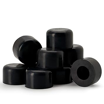 Premium Rubber Door Stop Stud Replacement Tips Doorstopper Bumpers, Springe Hinge End Caps for Wall & Floor Protection Universal Size (Black)