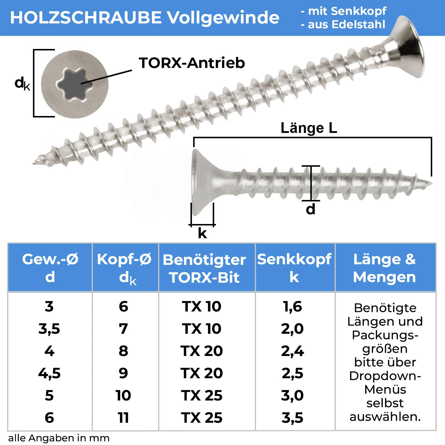 Stahlia Holzschrauben Torx Schrauben 5,0x90mm Spanplattenschrauben Vollgewinde (200 Stück) Edelstahlschrauben Schrauben Set Universalschrauben Senkkopfschrauben TX25