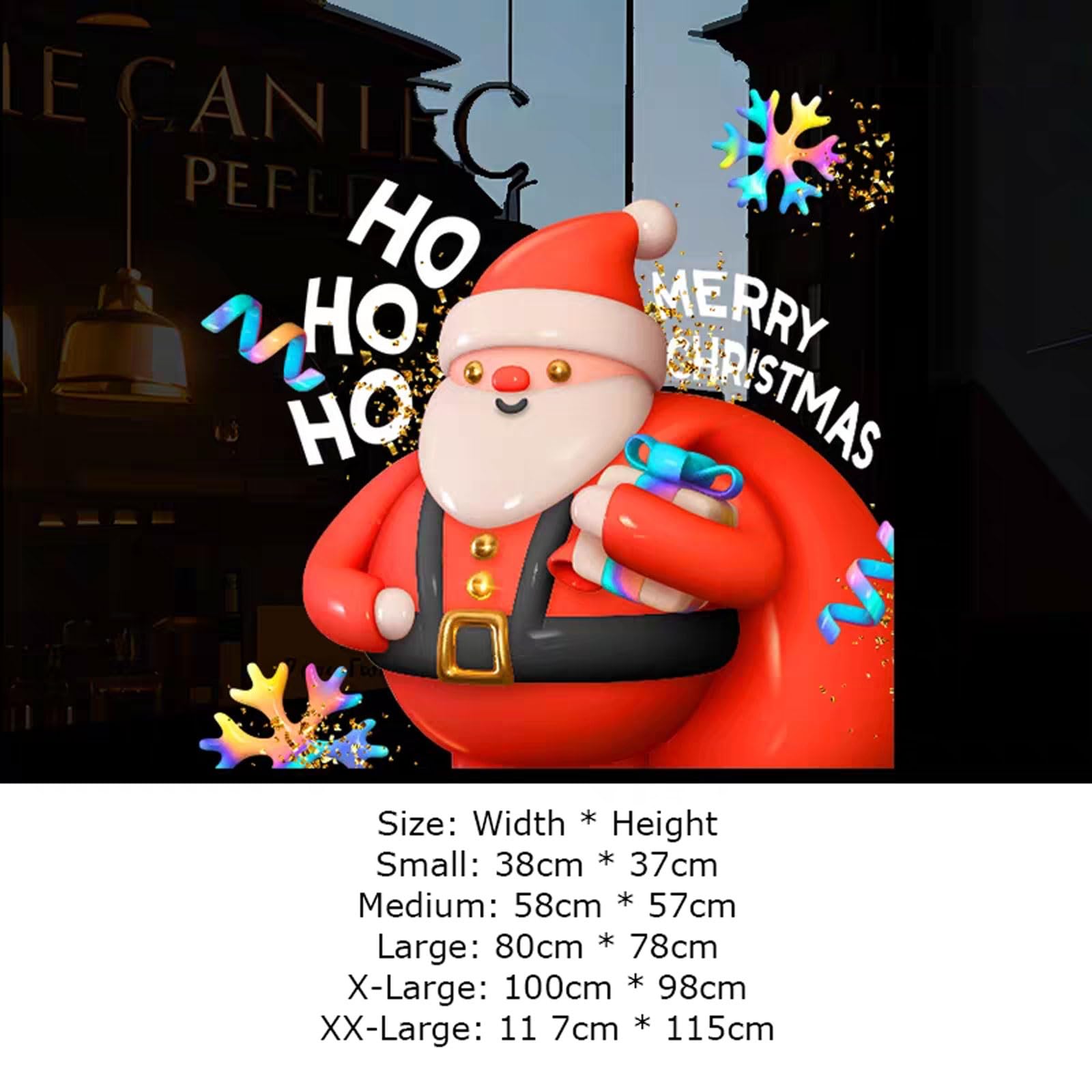 weihnachtsdeko fenster Weihnachtsdekorationen Fensteraufkleber Großer Weihnachtsmann Cling Xmas Fensteraufkleber Ornament DIY Wandtür Dekor selbstklebend(Color2,XXL)