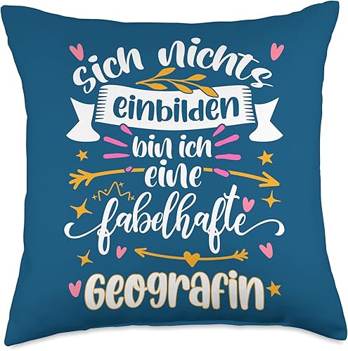 Originelles Geschenk Für Geografin Fabelhafte Geografin Lustiges Geografie Lehrer Geschenk Throw Pillow, 18x18, Multicolor