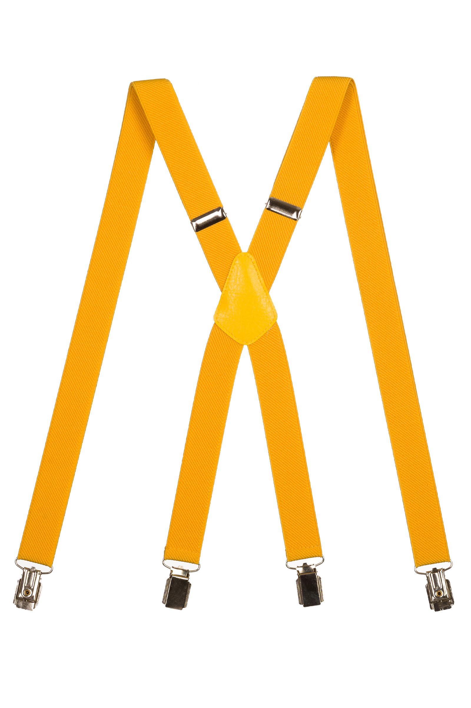 Olata Unisex Adjustable Skinny X-Shape Clip on Braces/Suspenders with Metal Clips - 2.5cm. Yellow