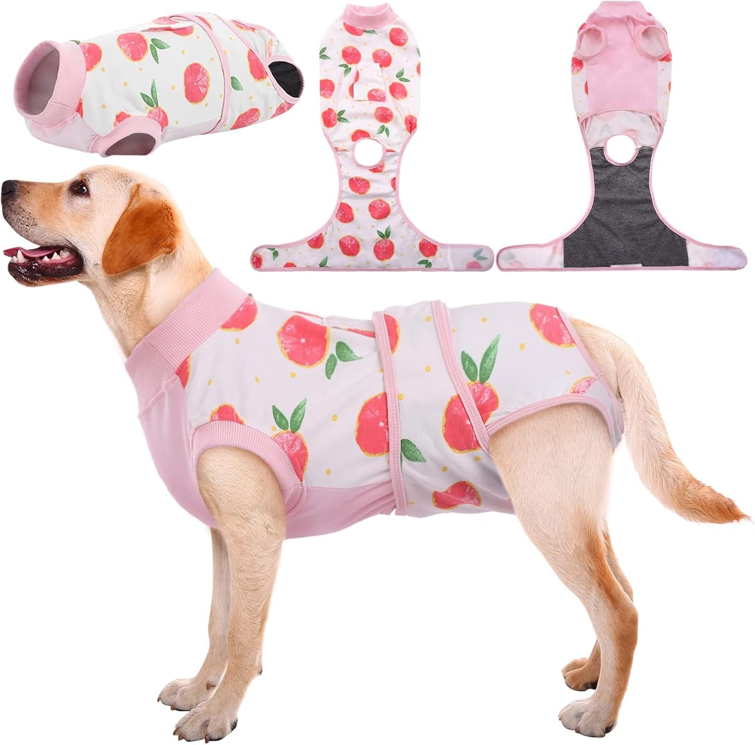 XL Kuoser Dog Onesie for Surgery Female, Surgical Onesie for Dogs, Female & Male Post-Op Wear, Recovery Suit for Dogs After Surgery Breathable Pet Surgery Suit, Pink XL X-Large (Back:20.1-24.8'', Weight:42-75 LB) Pink