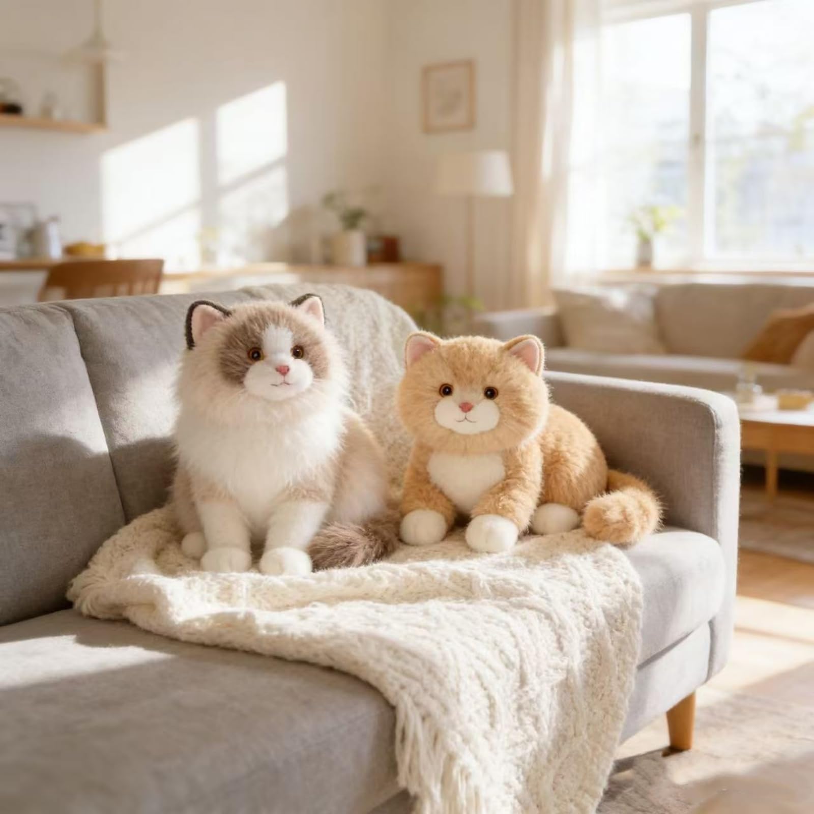 Ragdoll Gato de peluche, juguete de peluche realista para niños, gato tumbado, juguete de peluche, regalo para abrazar y jugar (A, 65 cm)
