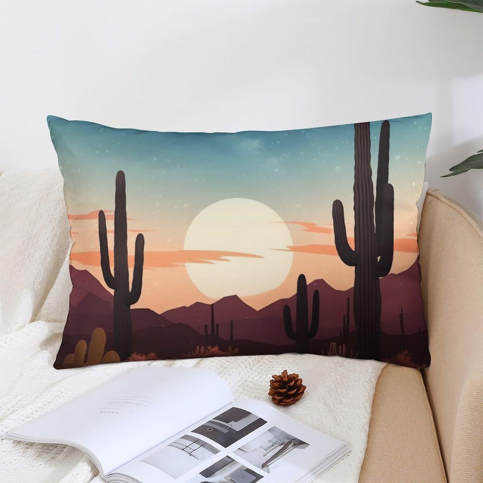 NTVOWPZO Decoration Throw Pillow Covers 12 "x20 Pillowcases Covers Desert with Cactus Soft Pillowcases Modern Farmhouse Home Decor Sofa Cushions Covers for Couch Bed Living Room