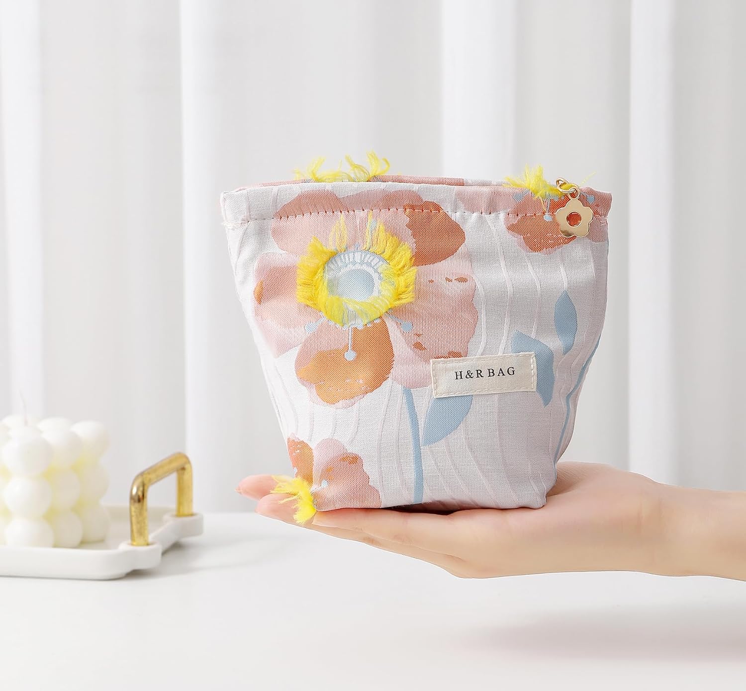 2 Pcs Makeup Bags, Large Cosmetic Bag Travel Toiletry Bag Organizer for Women, Embroidery Craft, Floral Makeup Bag Small Cosmetic Pouch Purse with Zipper Gifts for Girls Teen - Image 6