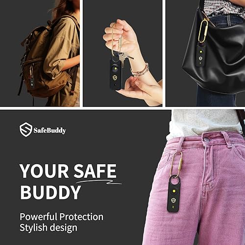 Miniatura 4 de Alarma personal para mujeres, hombres, niños, ancianos, autodefensa, diseñada por mujeres, altavoces adicionales de 140 dB con luz estroboscópica,