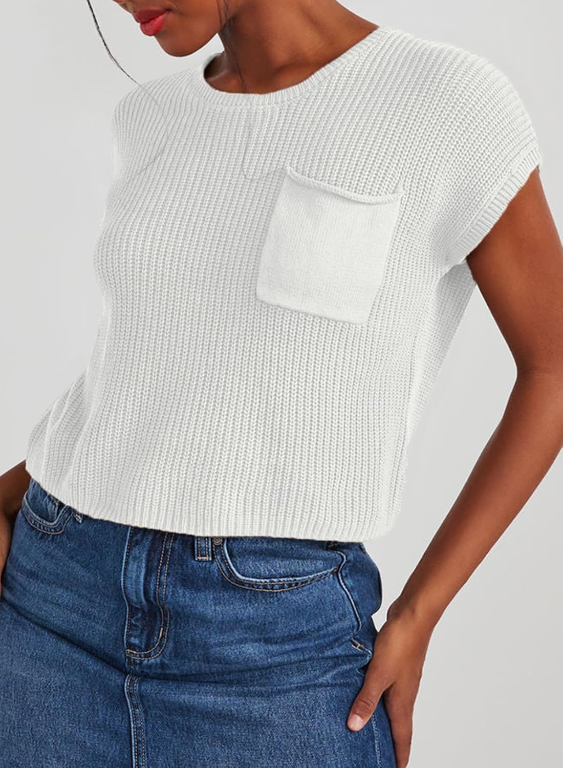 Dokotoo Women's Casual Short Sleeve Loose Tunic Tops Lightweight Knit Spring Pullover Sweater Blouses - Image 3