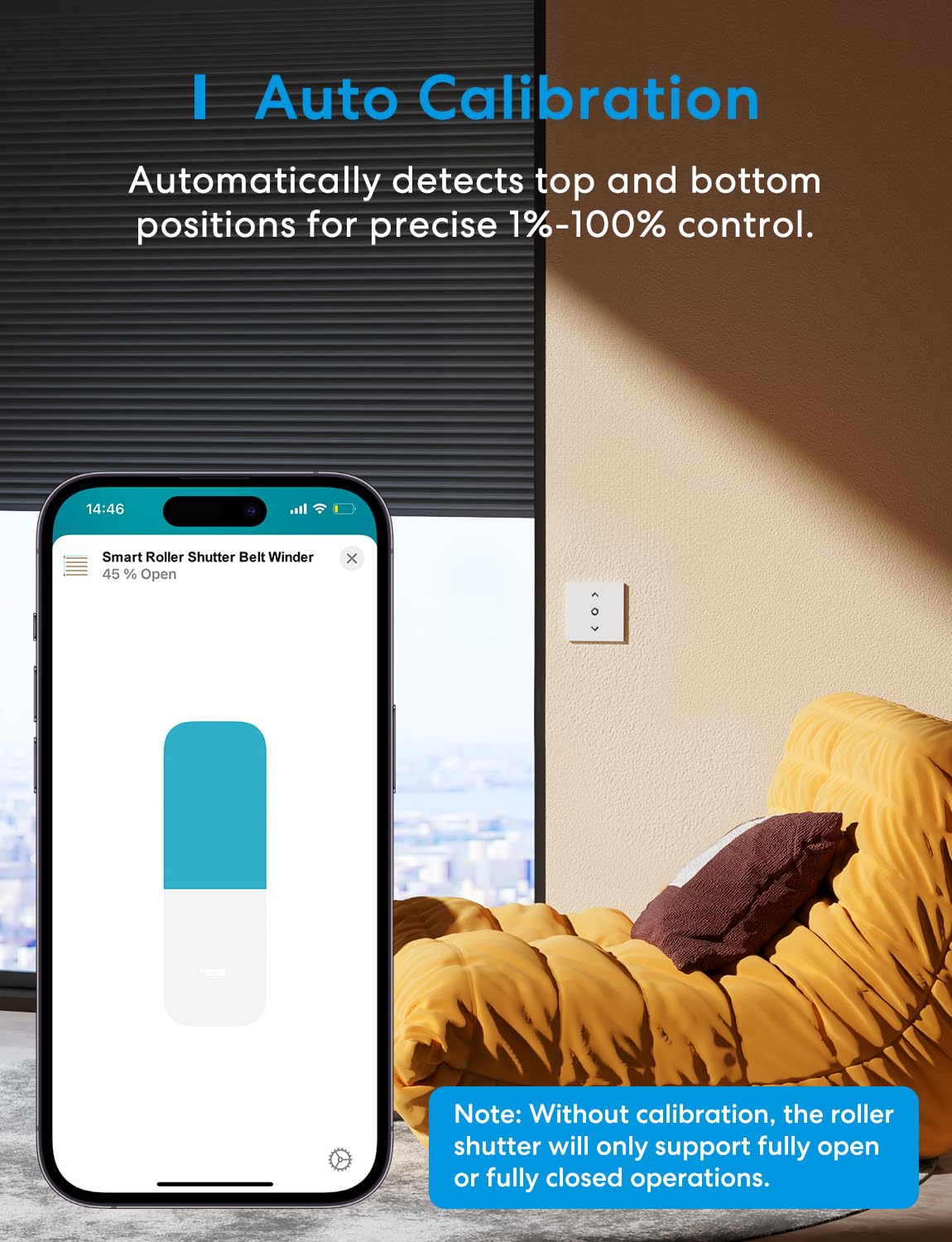 meross Interruttore per tapparelle opaco Smart (cavo neutro necessario), interruttore per tenda compatibile con HomeKit, Alexa e Google Home, controllo percentuale, controllo vocale e telecomando