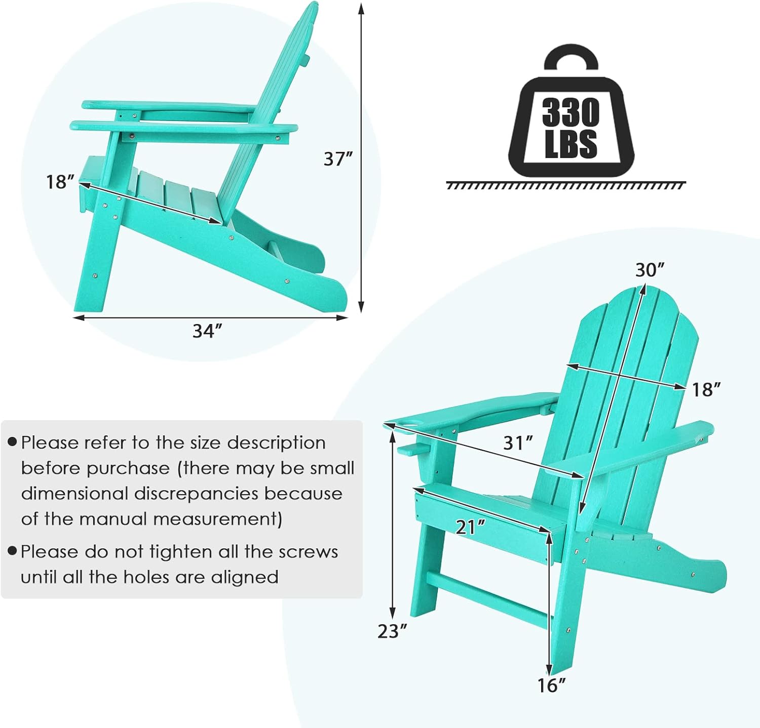 Giantex Set of 2 Adirondack Chair Outdoor Fire Pit Chairs, HDPE Weather Resistant Patio Chair for Campfire,Deck, Garden, Yard, Lawn Furniture Porch and Lawn Seating Composite Chairs
