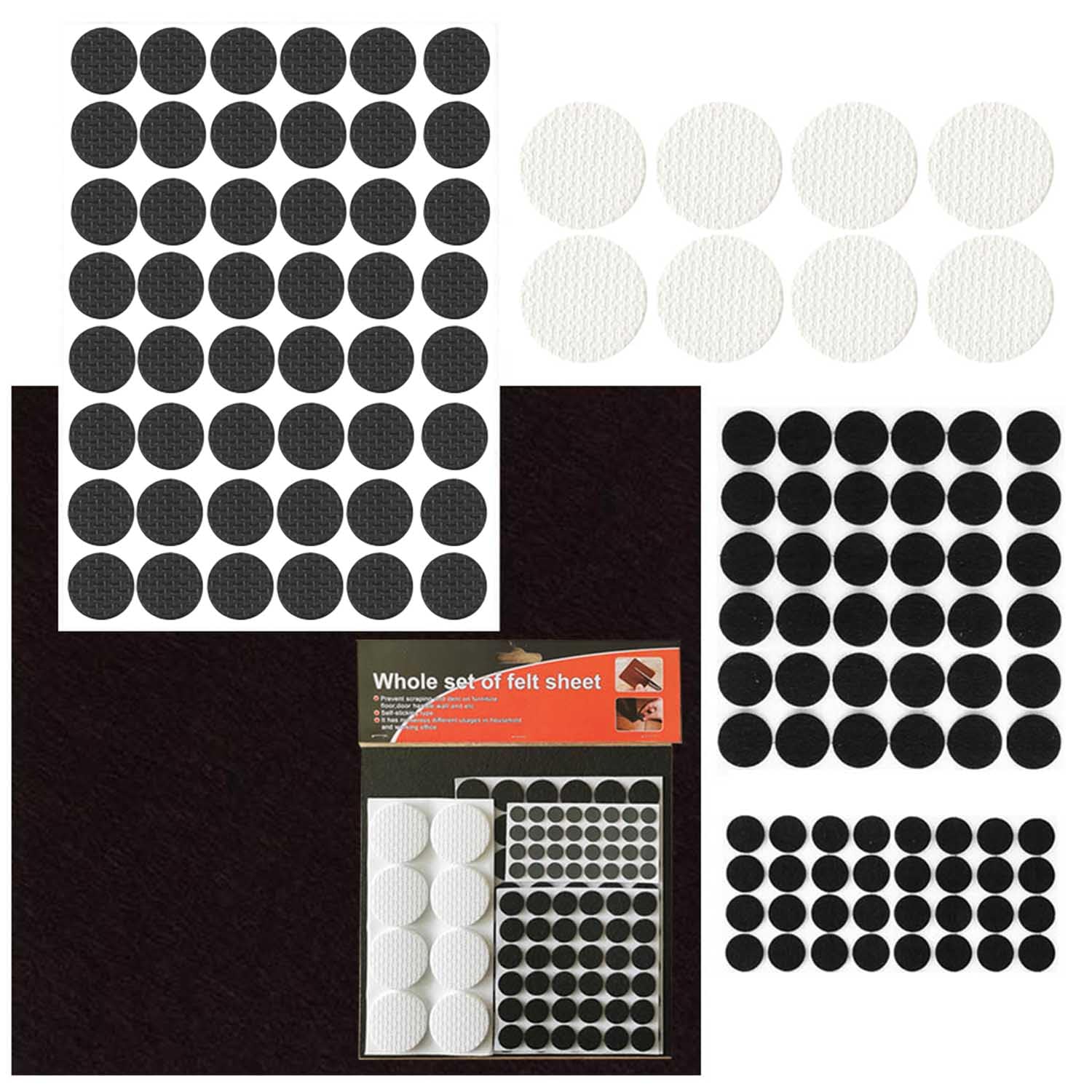 Qniceone Felt Furniture Pads 125 Pcs, Chair Leg Floor Protectors, Furniture Chair Foot Pads Anti Scratches Felt Pads for Floors, Self Adhesive Rubber Chair Feet for Home Desk Sofa Leg- Black