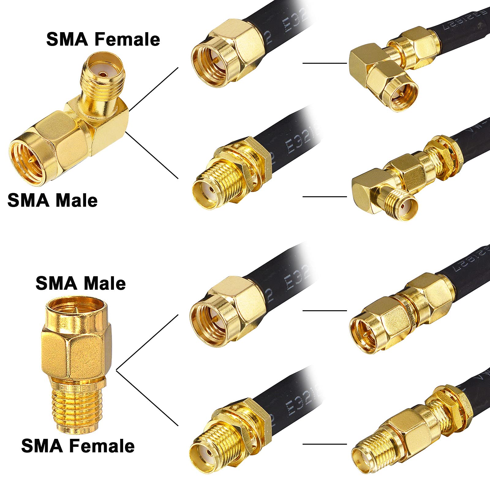 BOOBRIE Kit 16 Pièces Adaptateur SMA Avec Boîtier Connecteur Coaxial RF Sma Vers Bncuhftype Ntype F Male Femelle Adaptateur Sma Dantenne Wifi Adaptateur Dantenne Cb Pour Cable Rallonge Drone Fpv Avi