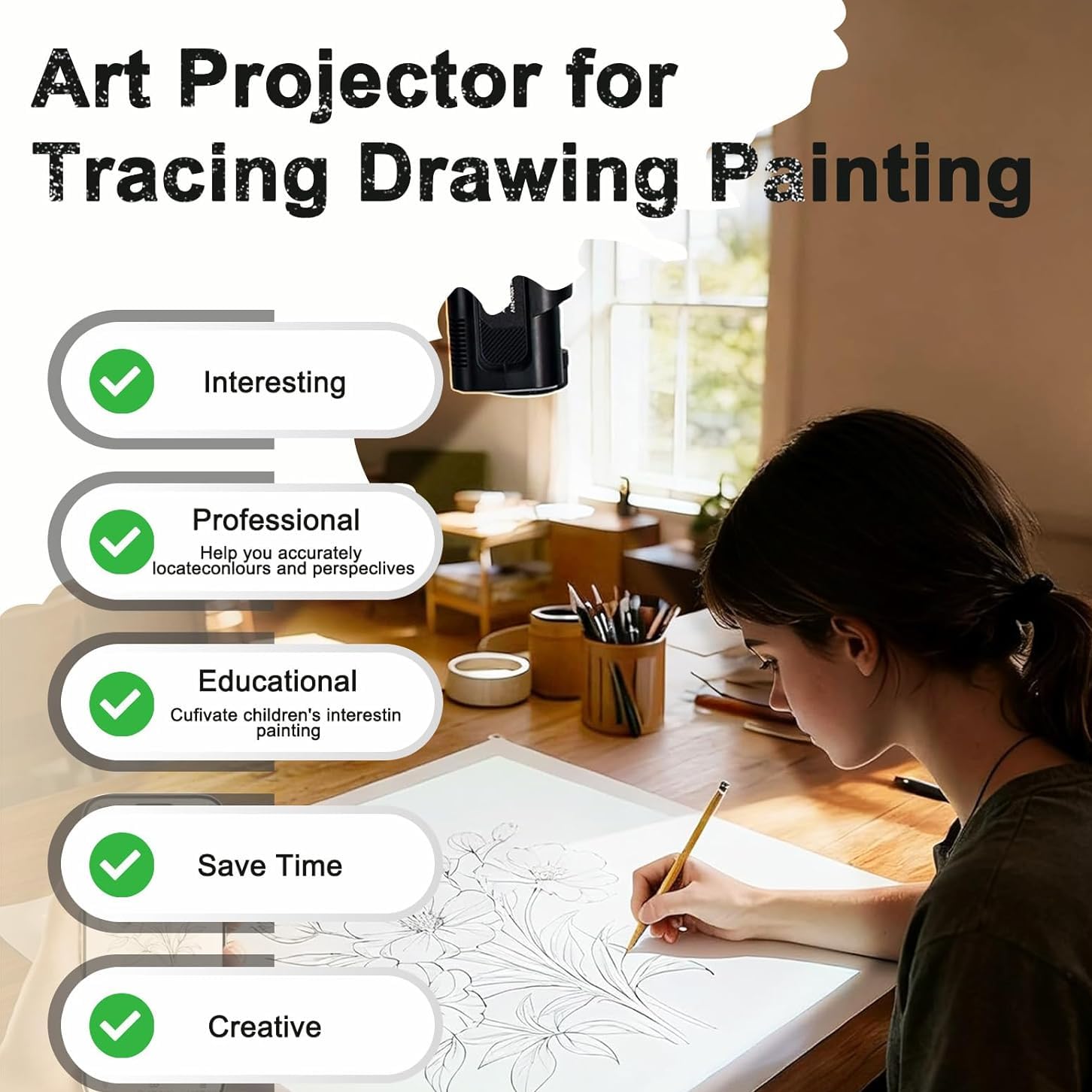 Kunstprojektor Zum Nachzeichnen Von Zeichnungen Und Gemälden, Zeichenprojektor Mit Klappständer, Manuelle/Fernbedienung, Kantendeformationskorrektur, Zum Nachzeichnen, Malen Und Für Kunstprojekte