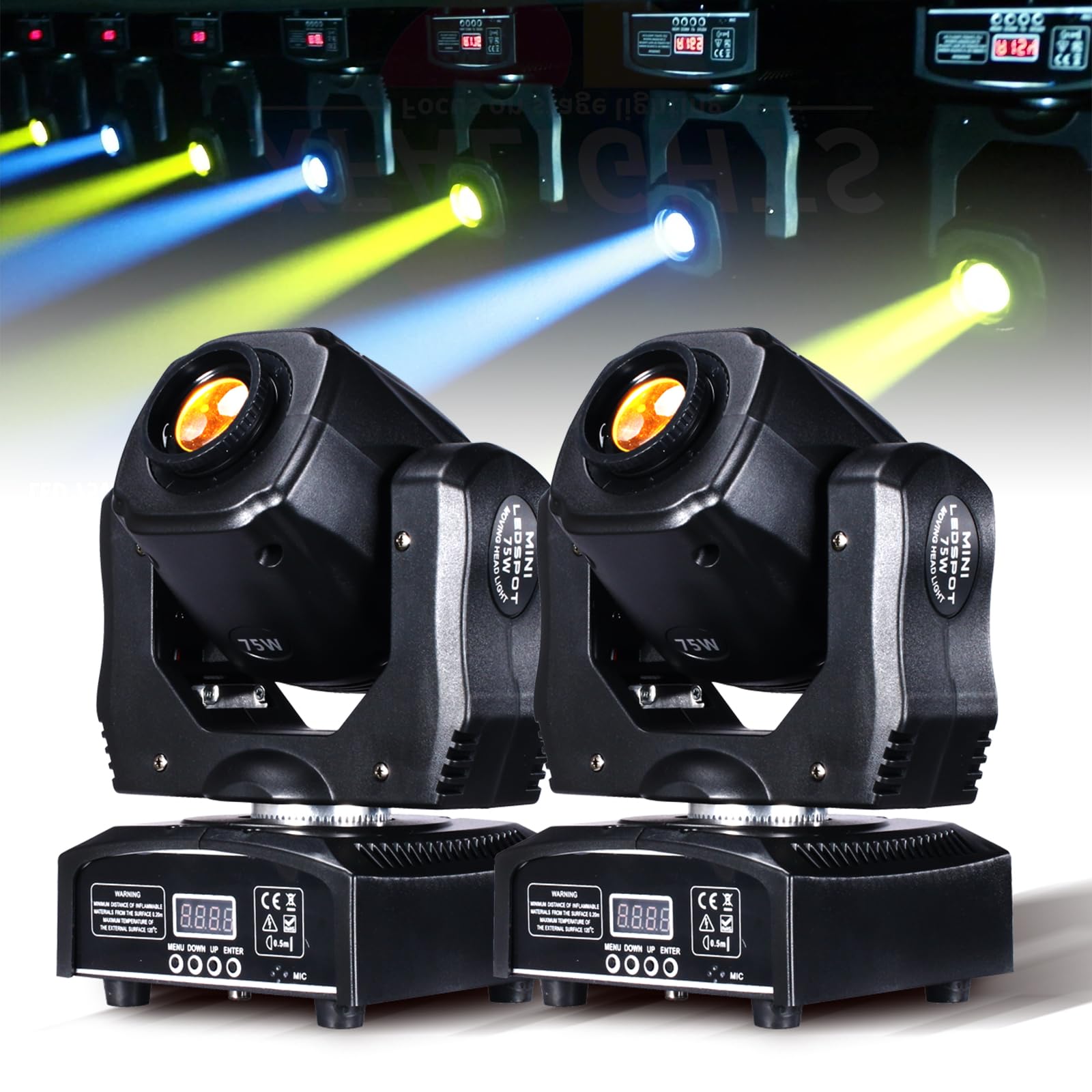 Photo 1 of XFALIGHTS Moving Head DJ Lights 75W (2 Pack)