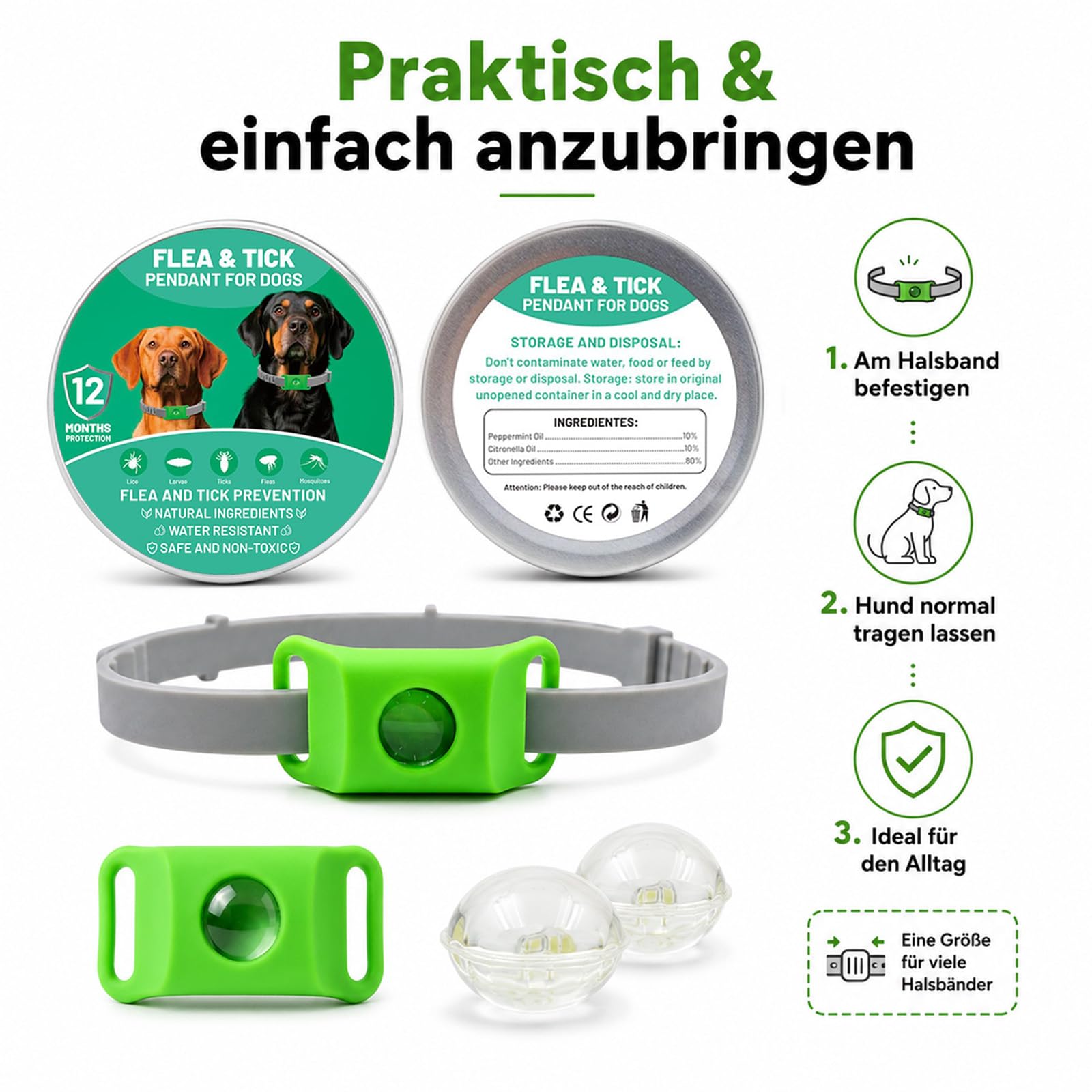 Hunde Anhänger fürs Halsband, Outdoor-Saison Begleiter für Wiesen, Wald & Garten, wasserabweisender Haustieranhänger, Hundezubehör für kleine, mittelgroße & große Hunde