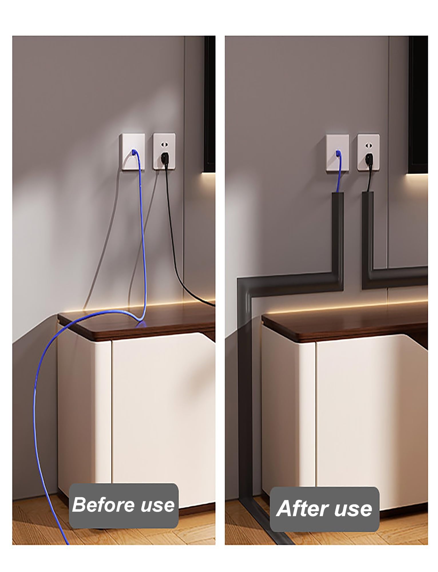 Cubierta autoadhesiva for Cables de Piso, canaleta de Cables de PVC Flexible for oficinas, fábricas, garajes, Protege los Cables y Evita riesgos de tropiezos(Color3-w5.5cm,3meter)