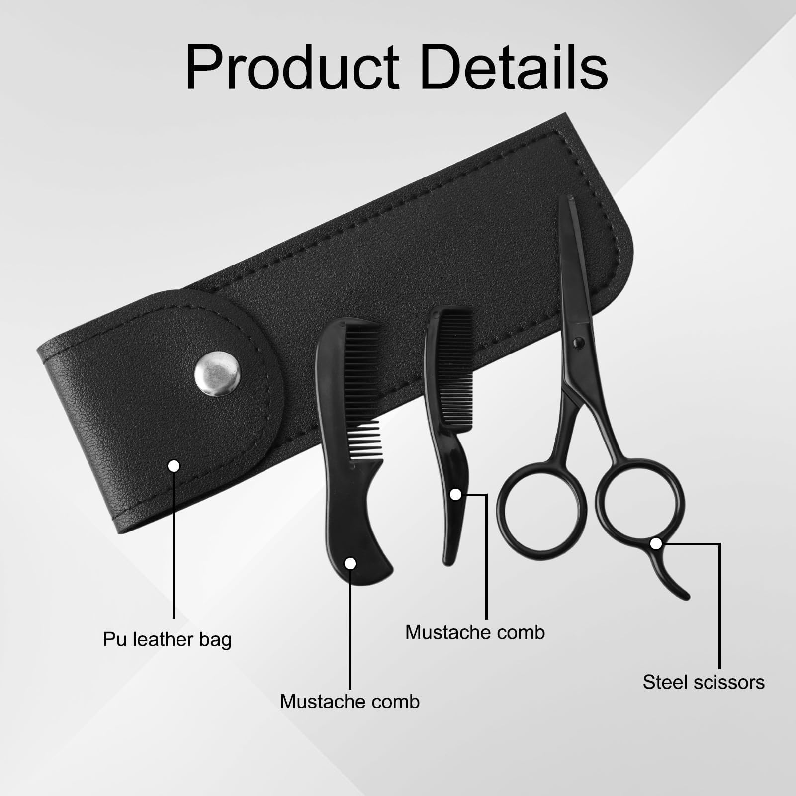 Tijeras Barba Hombre Profesional de Acero Alemán de para Barba y Bigote Tijera Barba Hombre Set 12,7cm Incluida Barbas de Tijeras para Barbaa y Bolso para Recortar Barbas Cabello y Cejas