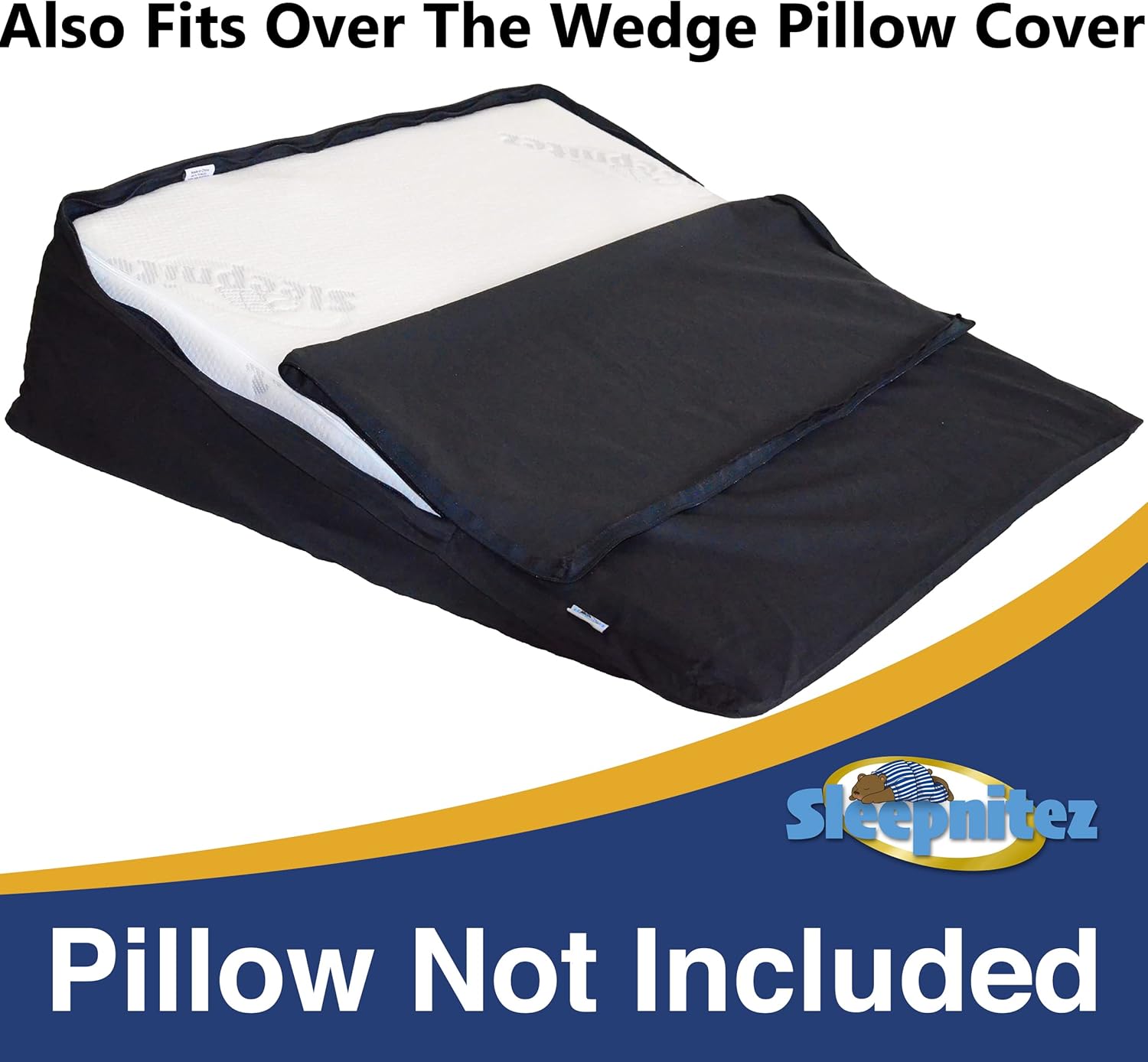 8" Bed Wedge Pillow for Acid Reflux with Tencel Cover and Dark Gray Egyptian Cotton Loose Fitting Pillowcase