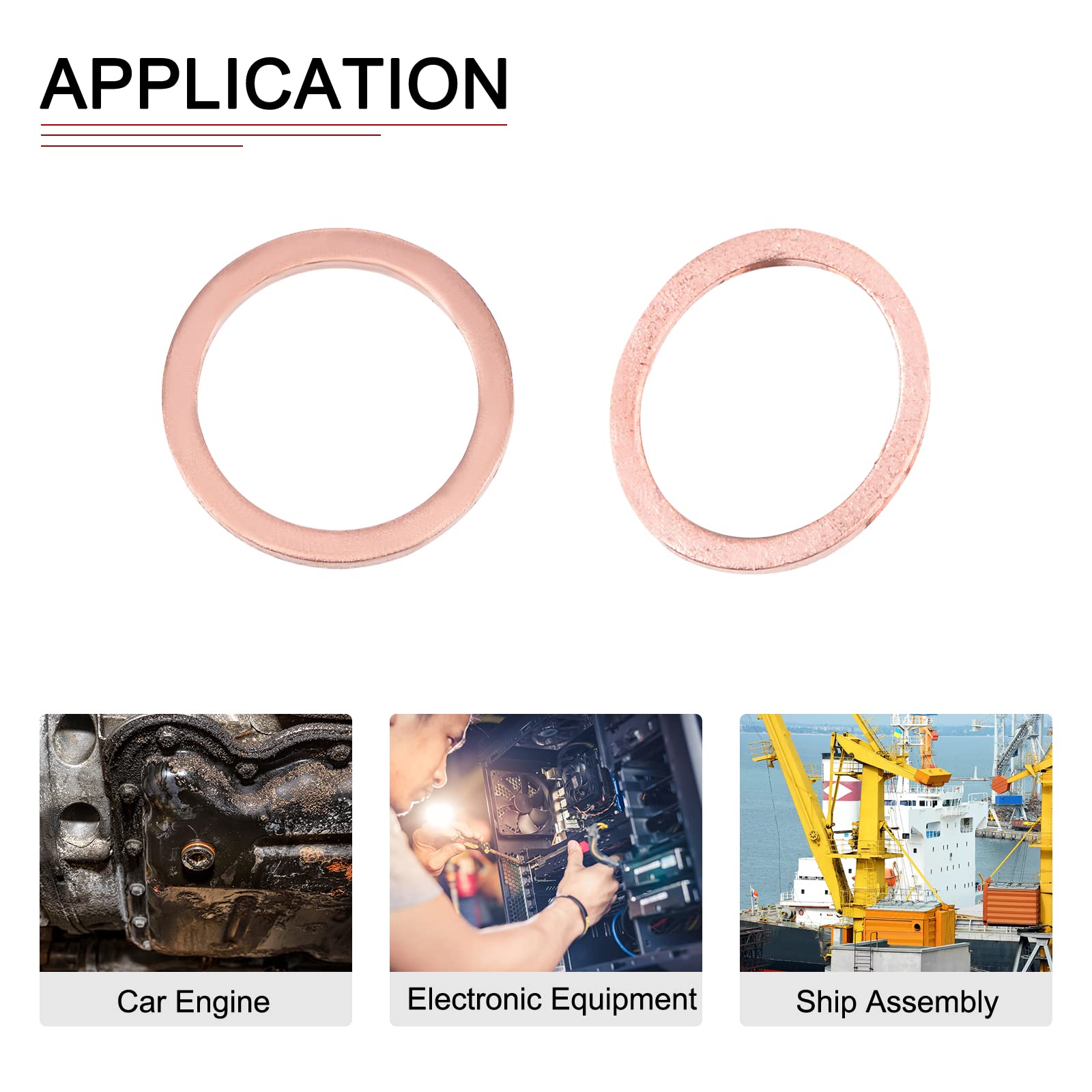 DTGN 14.3mmx18mmx1.5mm(IDxODxT) Flat Copper Sealing Washers, 50Pack, Good for Industrial Machinery M14 Screws - Image 4