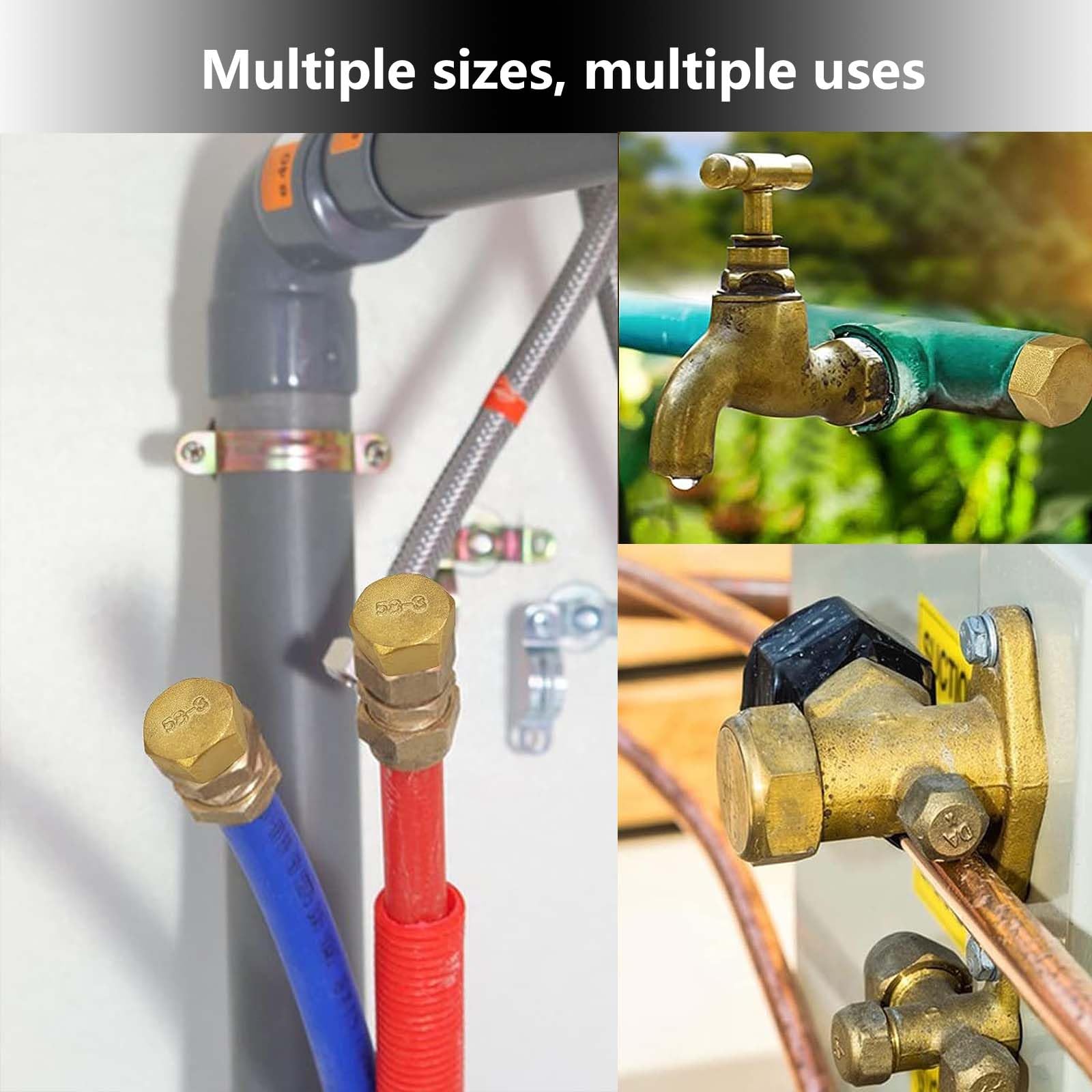 10 Bouchons Laiton Pour Arrivée D'eau - Filetage Femelle 1/8" à 3/4" - Pour Robinet, Chauffage, Plomberie