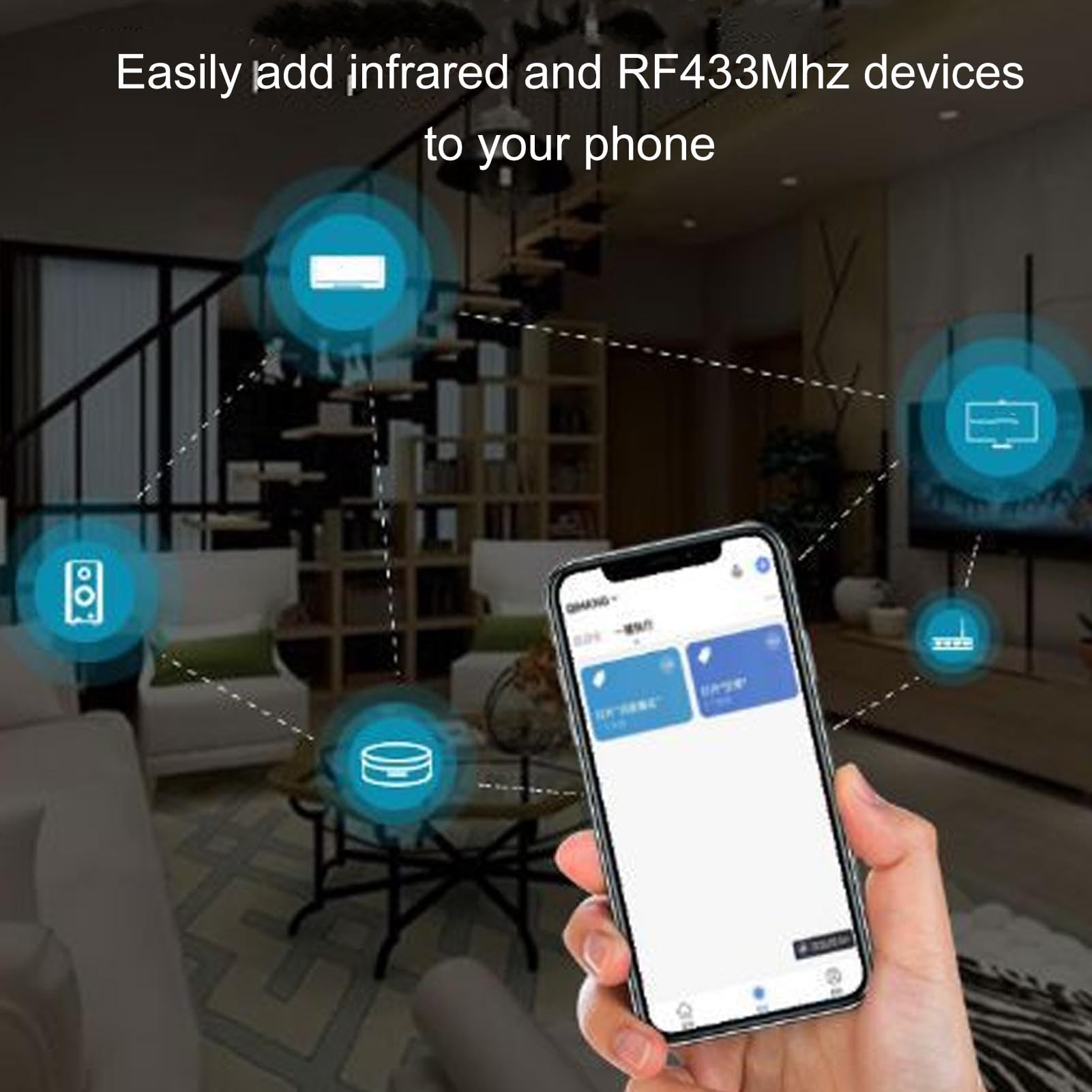 Passerelle WiFi, Infrarouge et RF 433Mhz Hub, Smart Life App Control, Partage de la Famille, Mode Bricolage personnalisé, 32 Dispositifs Mesh Sub, EV1527 Encodage, App
