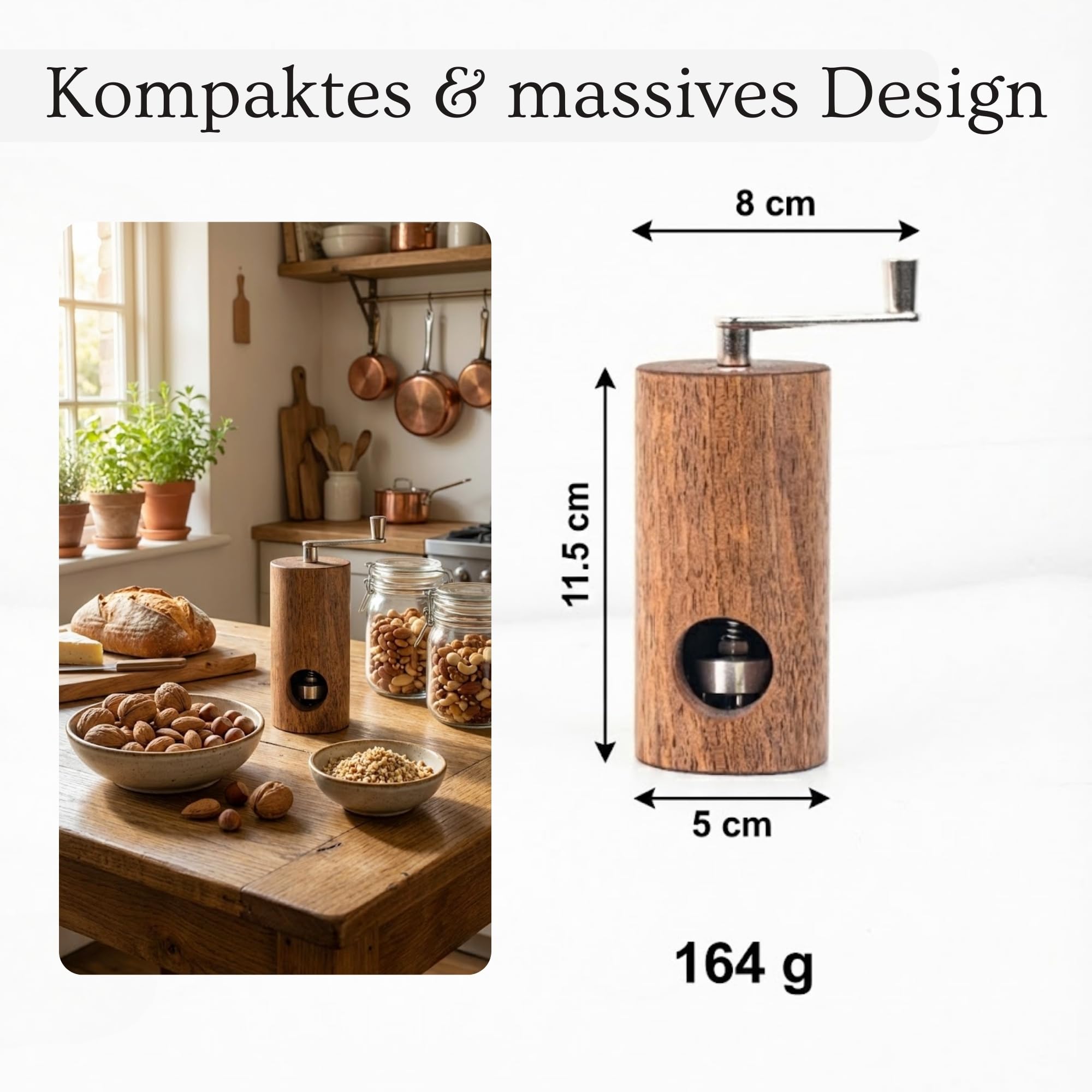 PAVLOVA'S Muskatmühle aus Walnussholz - Handgefertigt in der Schweiz mit Präzisionsmahlwerk - Manuelle Muskatnussmühle für feines Mahlen - Geschenkbox - Limited Edition