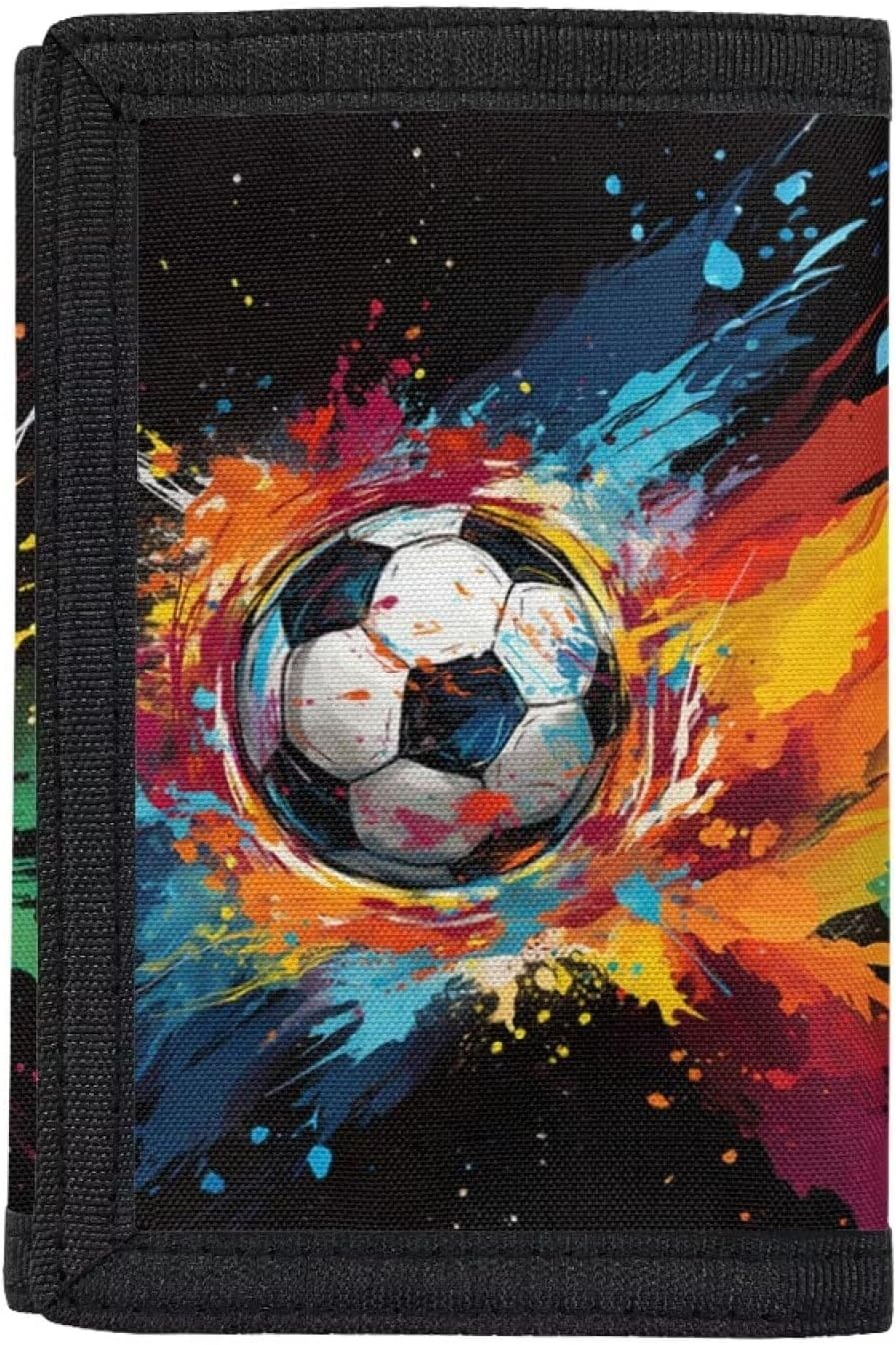 Coldinair Soccer Pattern Trifold Kids Wallets for Boys Kids 6-18 Nylon Kids Wallet Small Novelty Wallet for Toddler Mini Coin Case Card Holder Flowing and Fluid Watercolor Game Sport Ball Wallets - Image 6