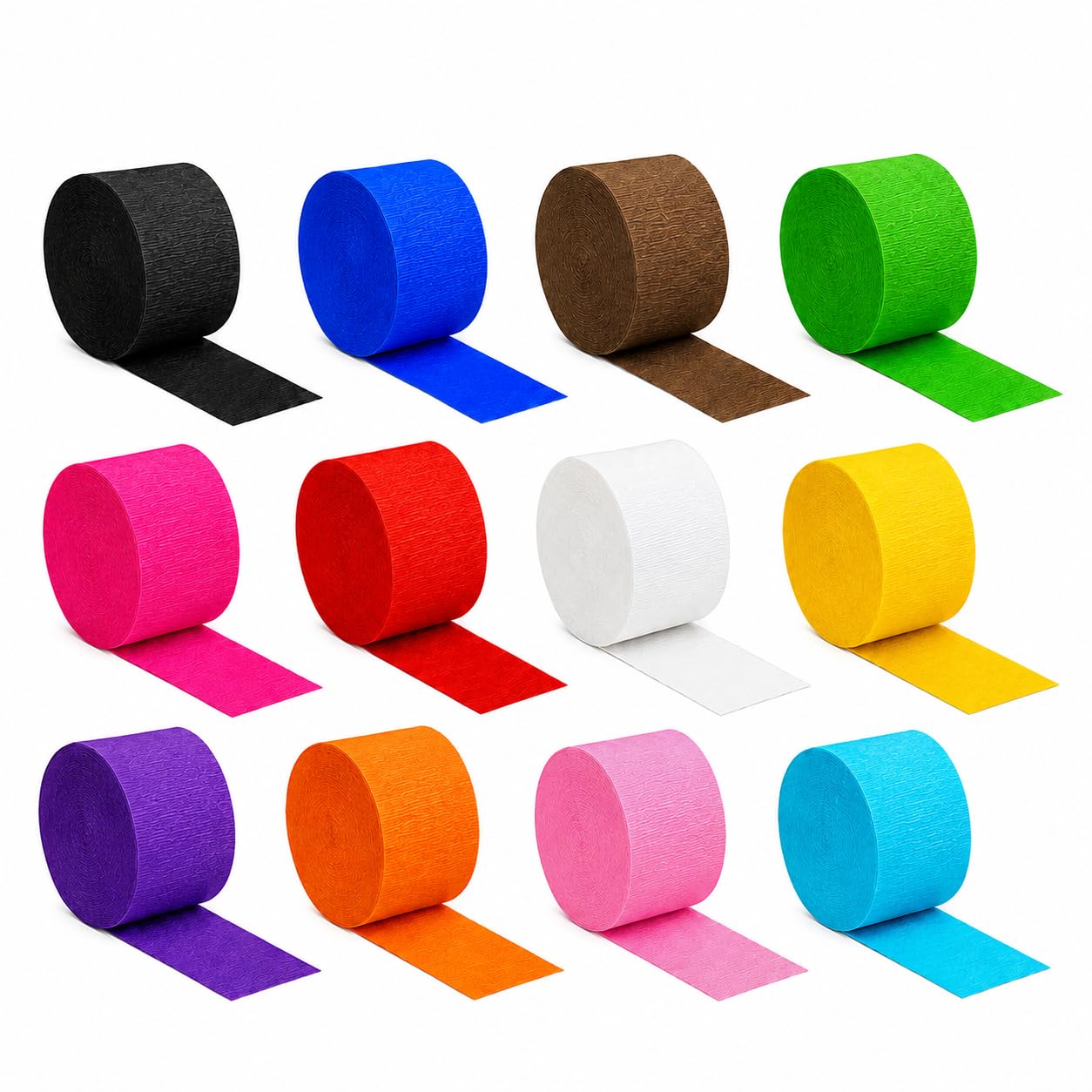 Crepe Paper Ribbon Plain Pack of 12 | Party Decoration & DIY Craft Streamers (MIX COLOUR)-image-45