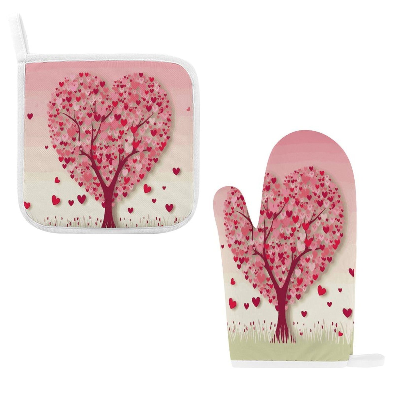 Btcowzrv Style Heart Tree1 Oven Mitts And Pot Holders 2Pcs Set