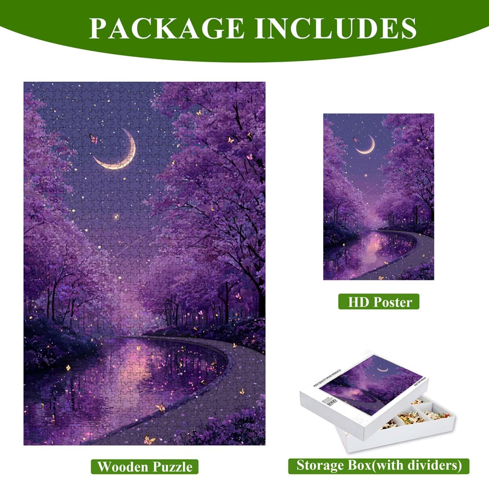 Puzzle 2000 elementów - Gwiaździste niebo i księżyc - Trwałe drewniane puzzle z literami na plecach - 75 x 105 cm - Kreatywne hobby bez kurzu - Artykuł kolekcjonerski i 14 lat w górę P3#1126