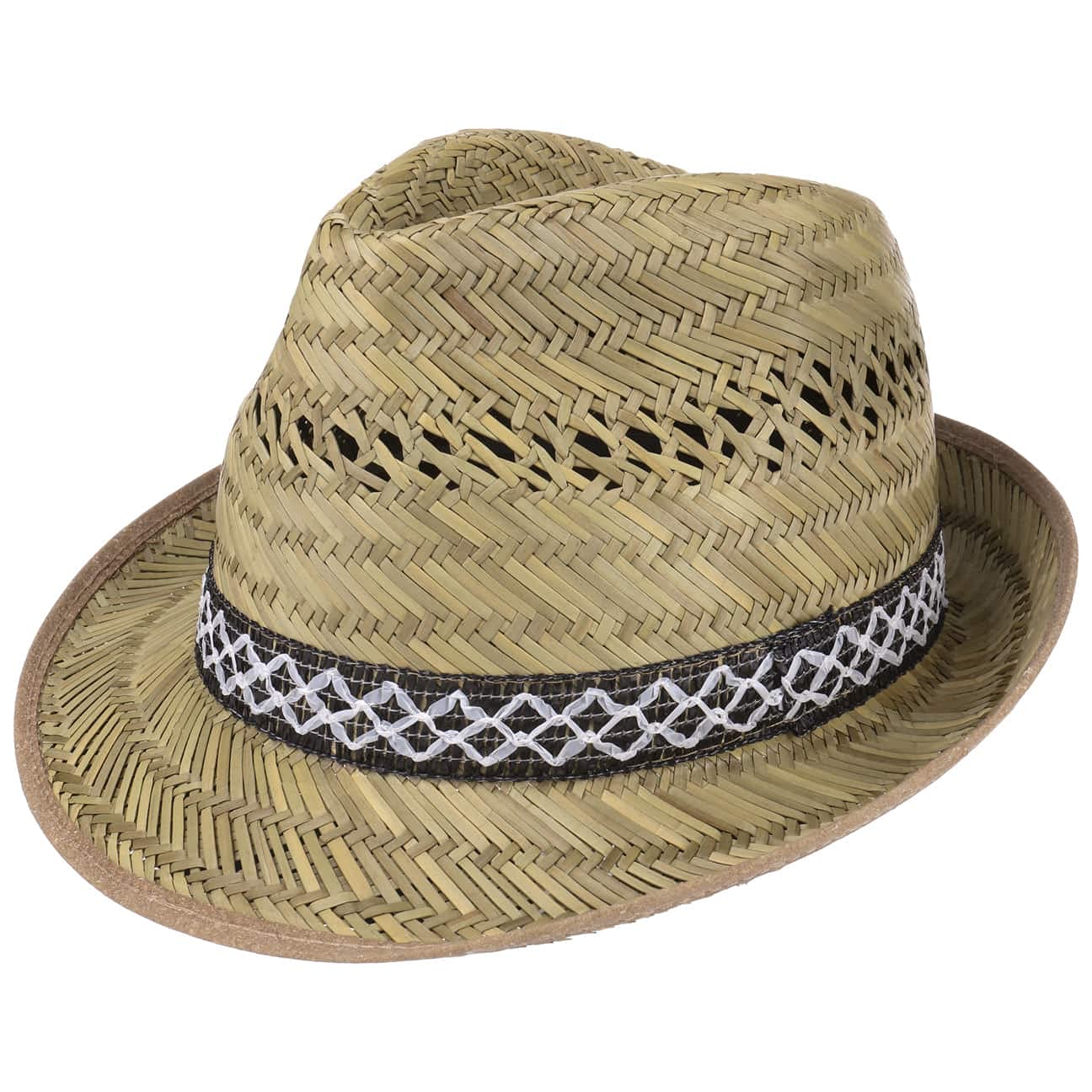 LIPODO Sombrero de Paja de Jornalero Mujer/Hombre – Made in Italy – Sombrero para el Sol – Sombrero de Playa Ligero con Adornos Elegantes – Primavera/Verano 53 cm